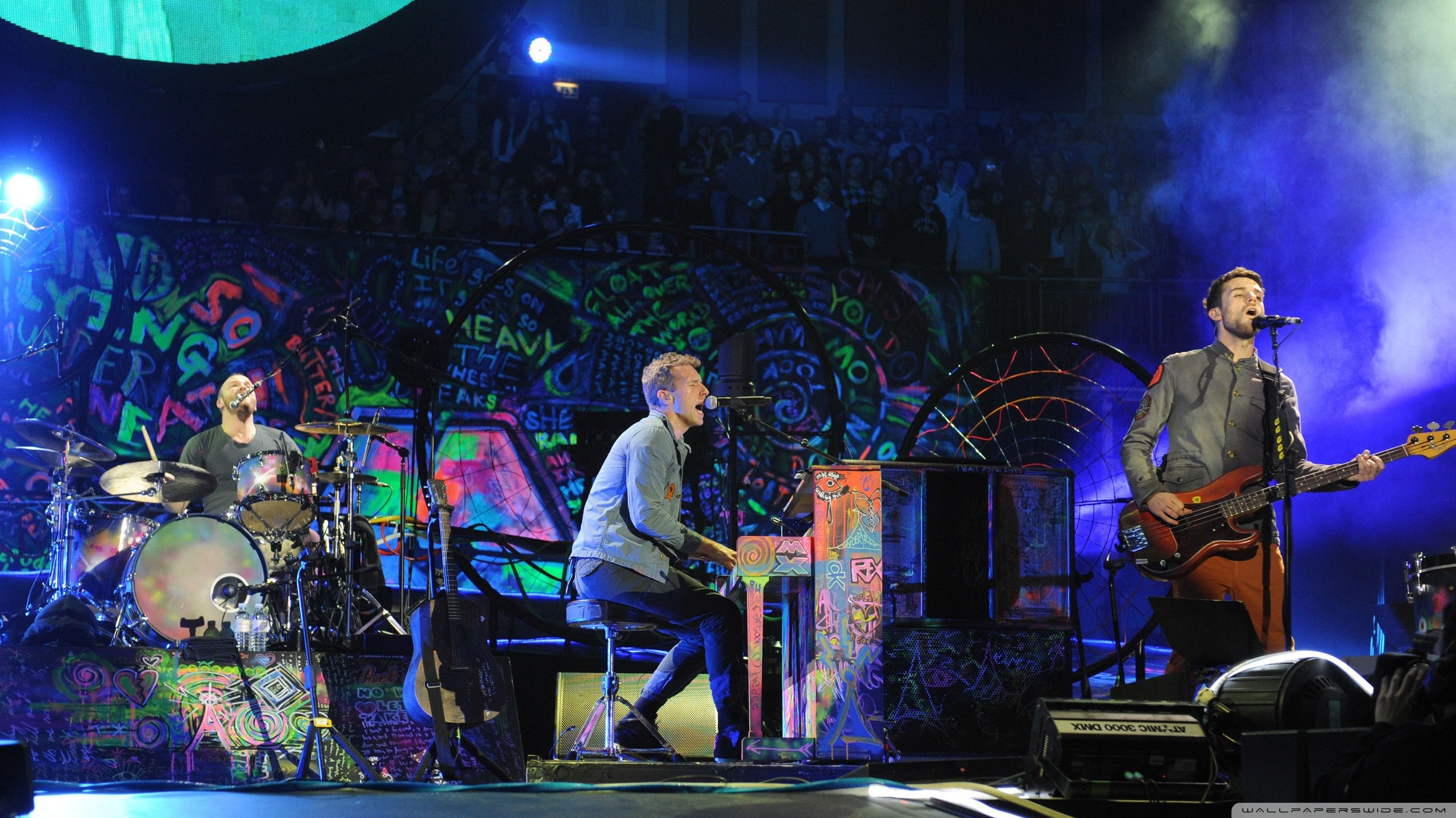 Coldplay, Concerto, Palco, Mylo Xyloto Tour, Luci, 2560x1440, immagine di sfondo