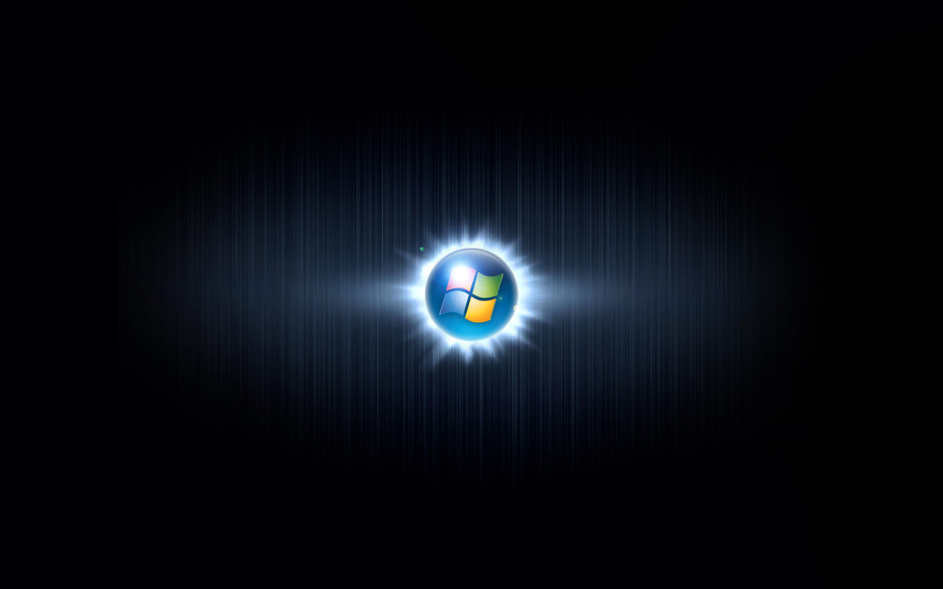 Pulsante Start, Windows 7, Luce, Sfondo nero, Full HD, wallpaper per computer