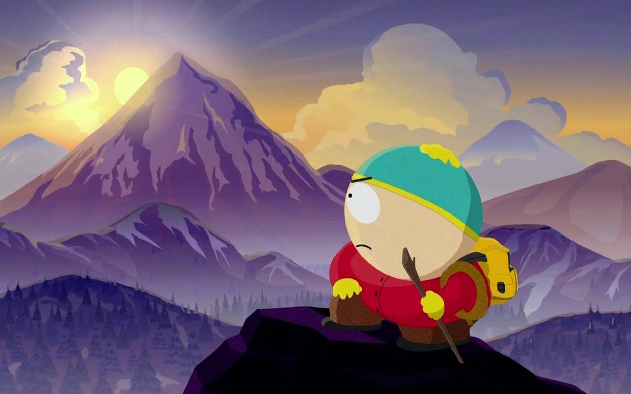 Eric Cartman, South Park, Montagne, Tramonto, 2K, sfondo per portatile