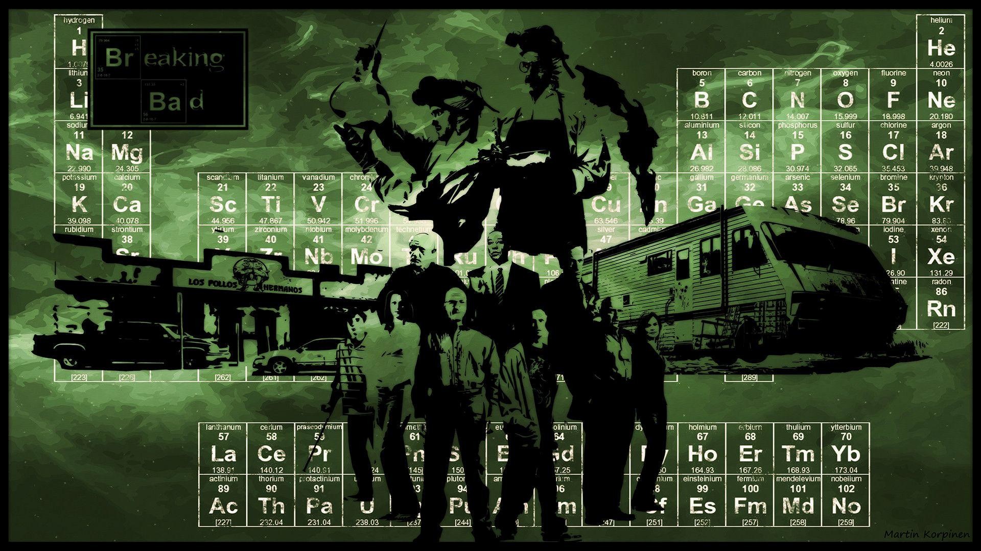 Breaking Bad, Tavola periodica, Camper, Cast, Verde, Full HD, sfondo Windows 11