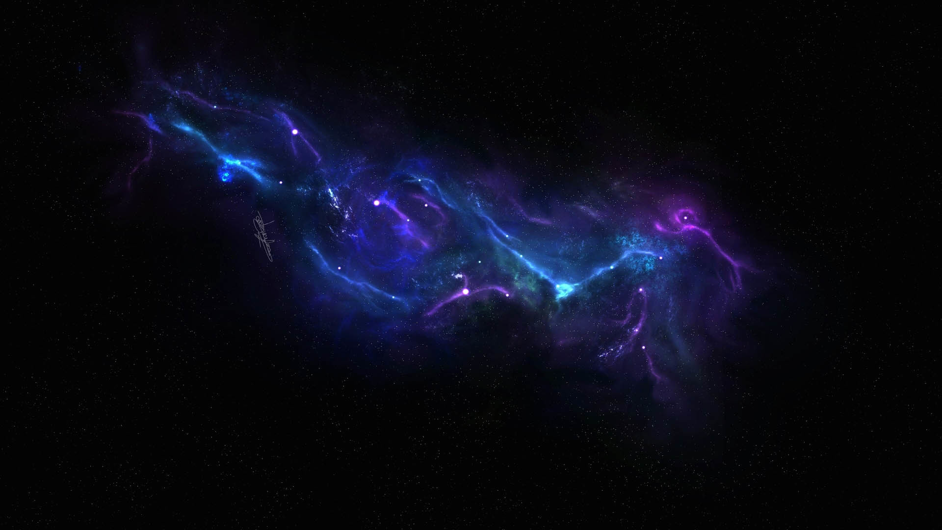 Nebulosa, Spazio, Blu, Viola, Full HD, sfondo Windows 11
