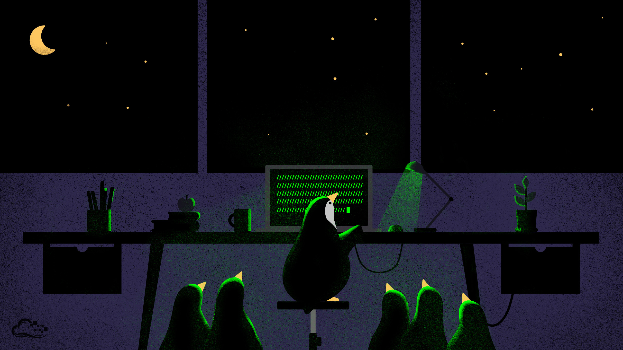 Pinguini, Linux, Computer, Illustrazione, 2K, sfondo per portatile