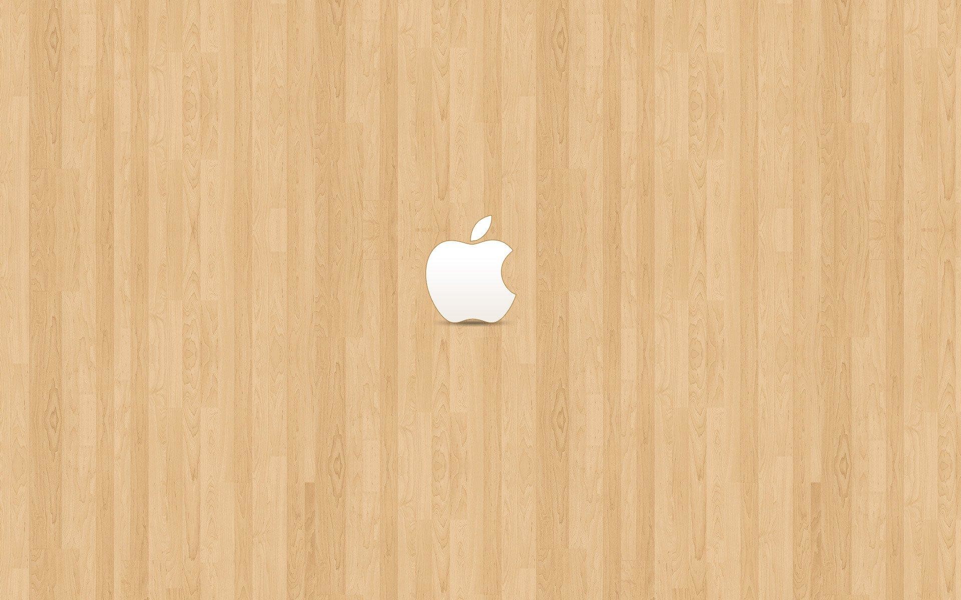 Logo Apple, Apple, Legno chiaro, 16:10 Full HD, sfondo widescreen