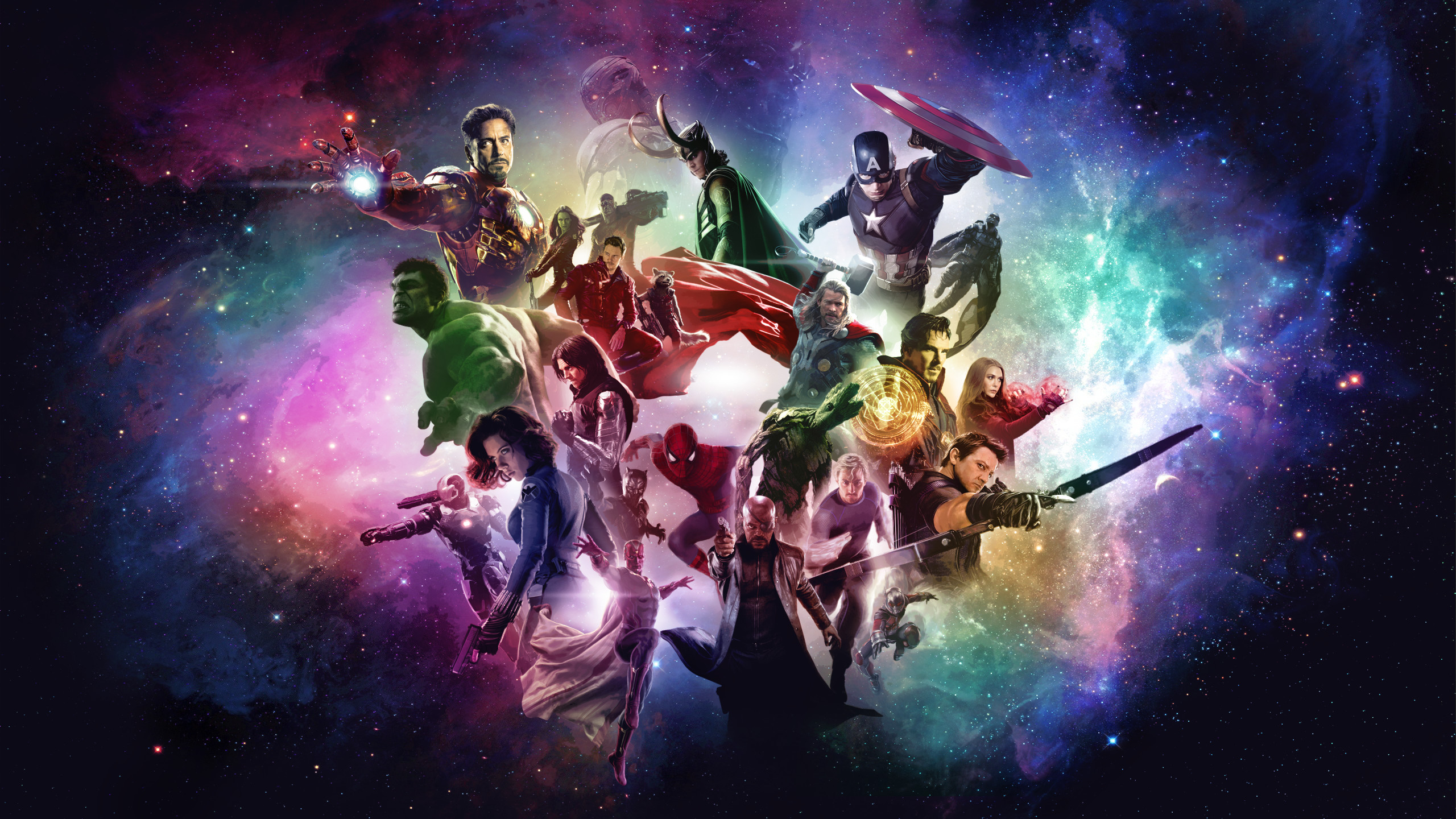 Avengers, Marvel, Iron Man, Capitan America, Thor, Hulk, 2560x1440, sfondo per PC
