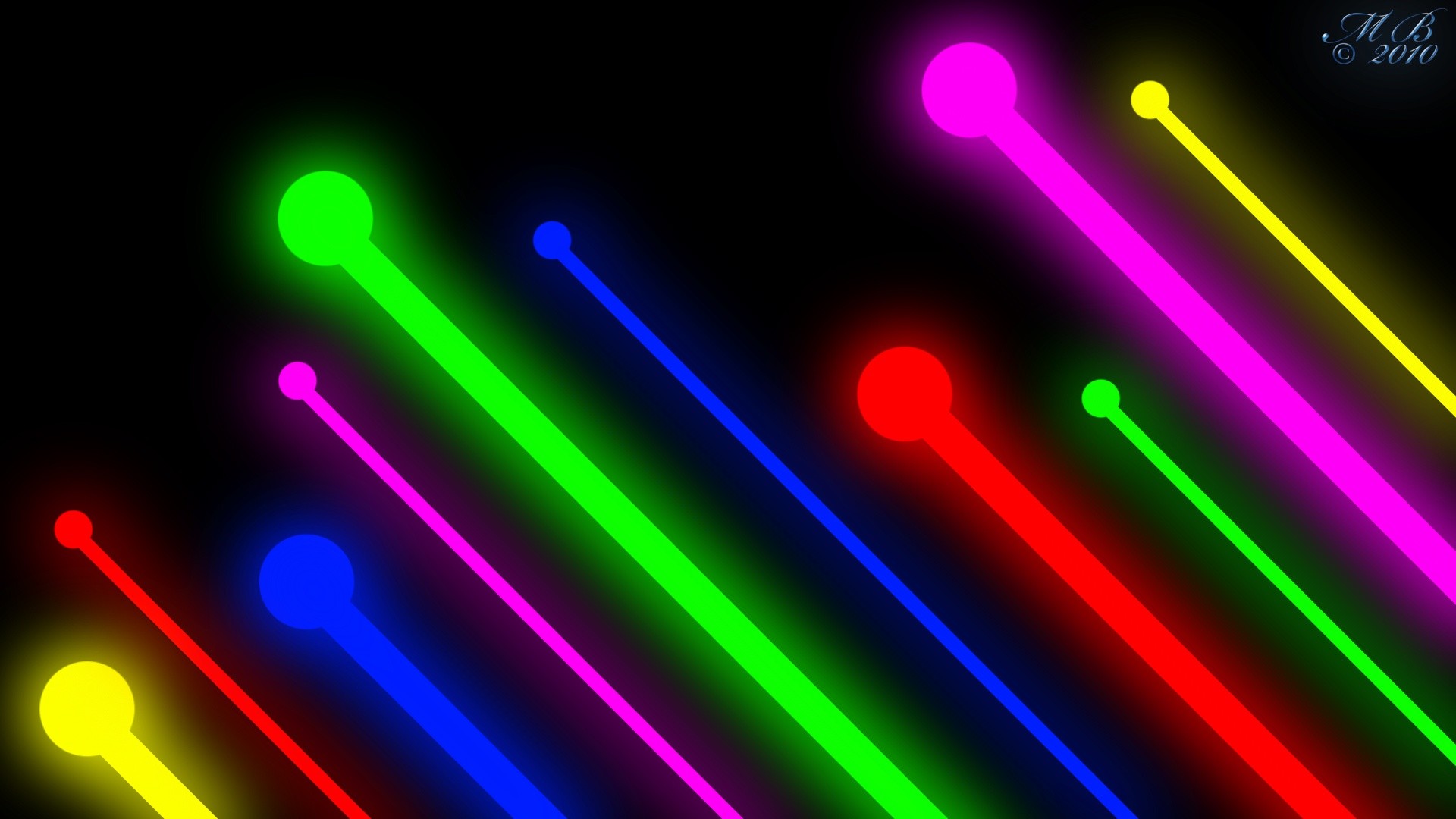 Linee neon, Colori vivaci, Diagonali, Sfondo nero, Full HD, wallpaper per PC