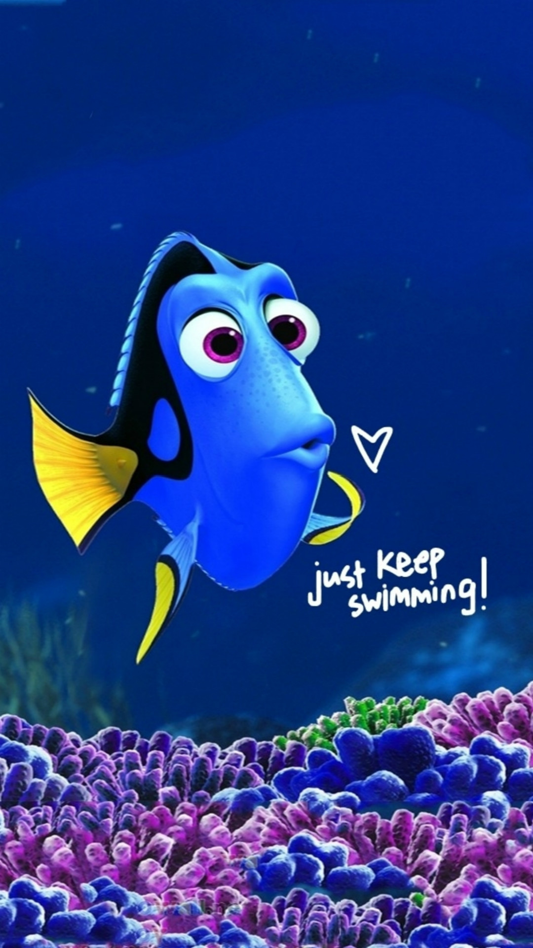 Dory, Alla ricerca di Dory, Pixar, Just keep swimming, Blu, sfondo schermata di blocco iPhone