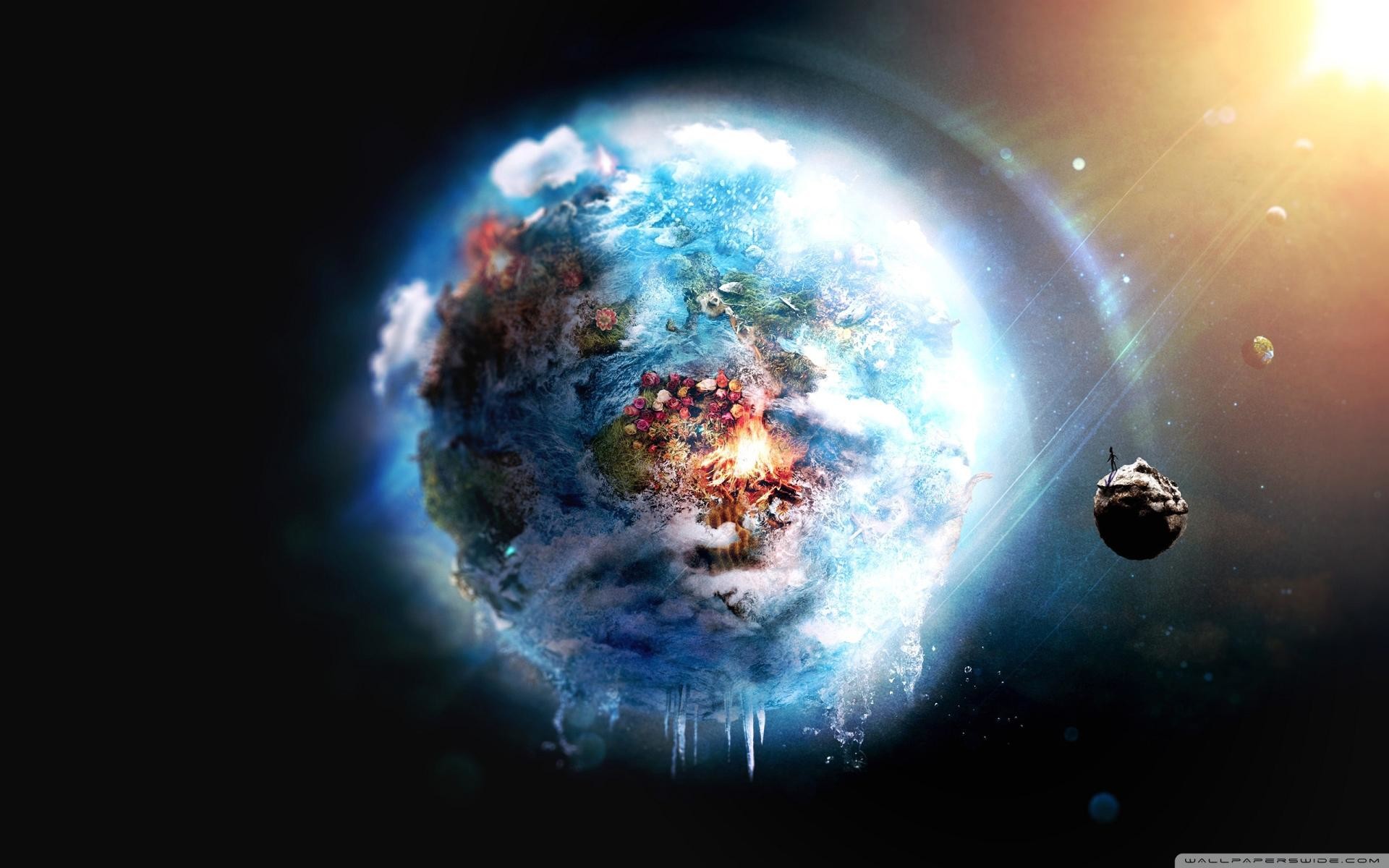 Pianeta, Ghiaccio, Luna, Luce, 1920x1200, immagine di sfondo