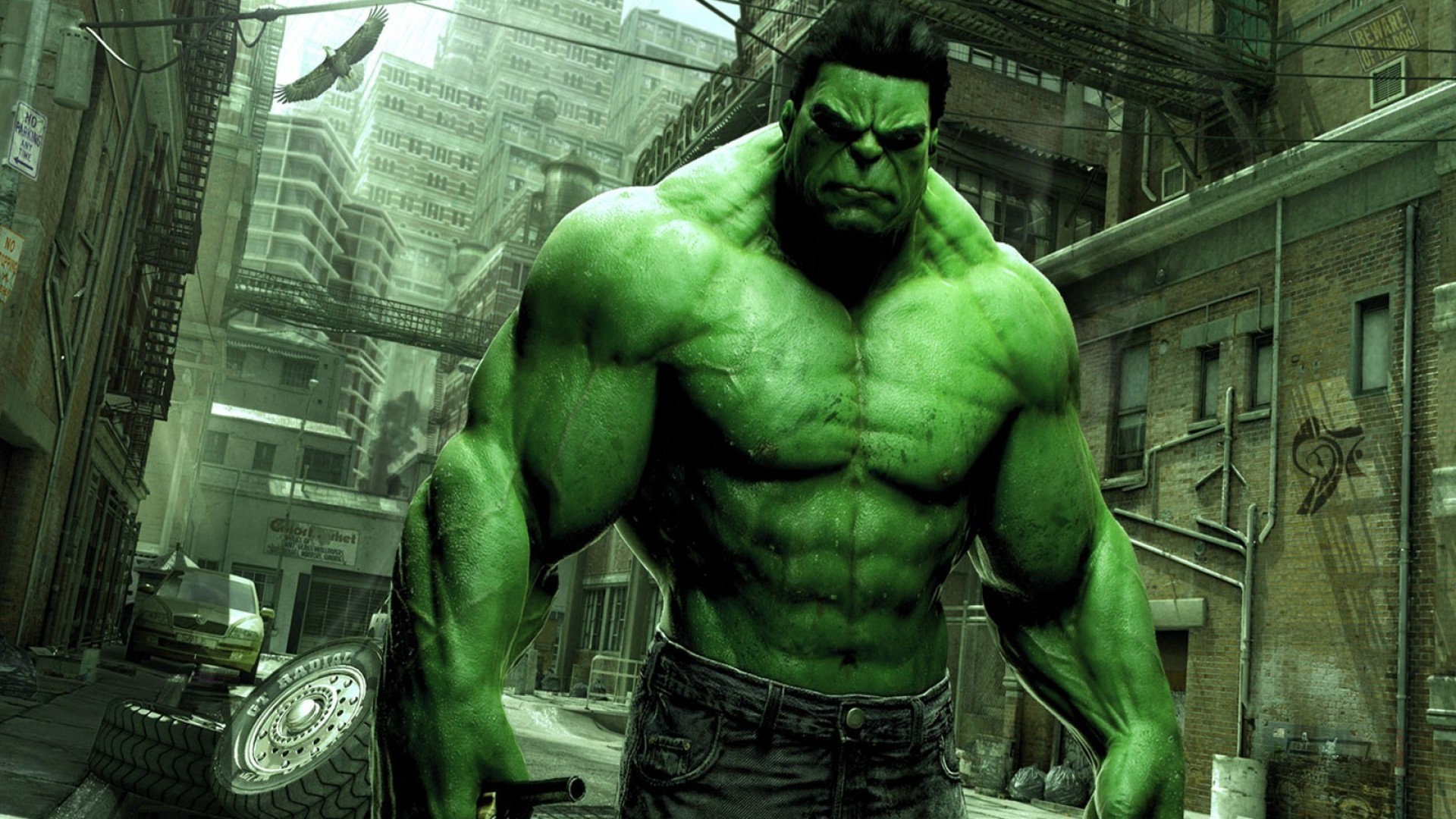 Hulk, Marvel, Vicolo, Città, 1920x1080, immagine di sfondo