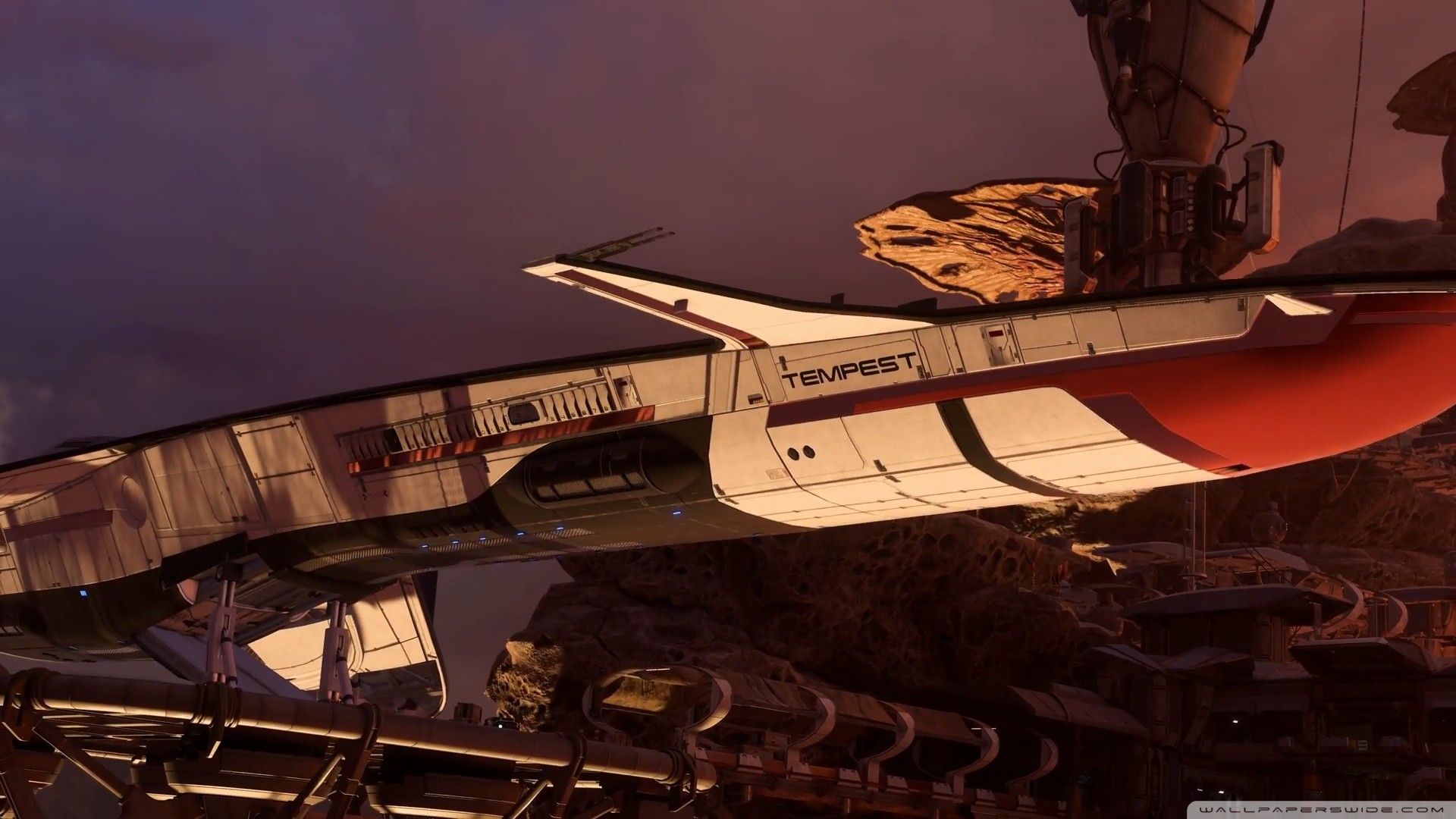 Mass Effect: Andromeda, Tempest, Astronave, Hangar, Fantascienza, sfondo 16:9 Full HD