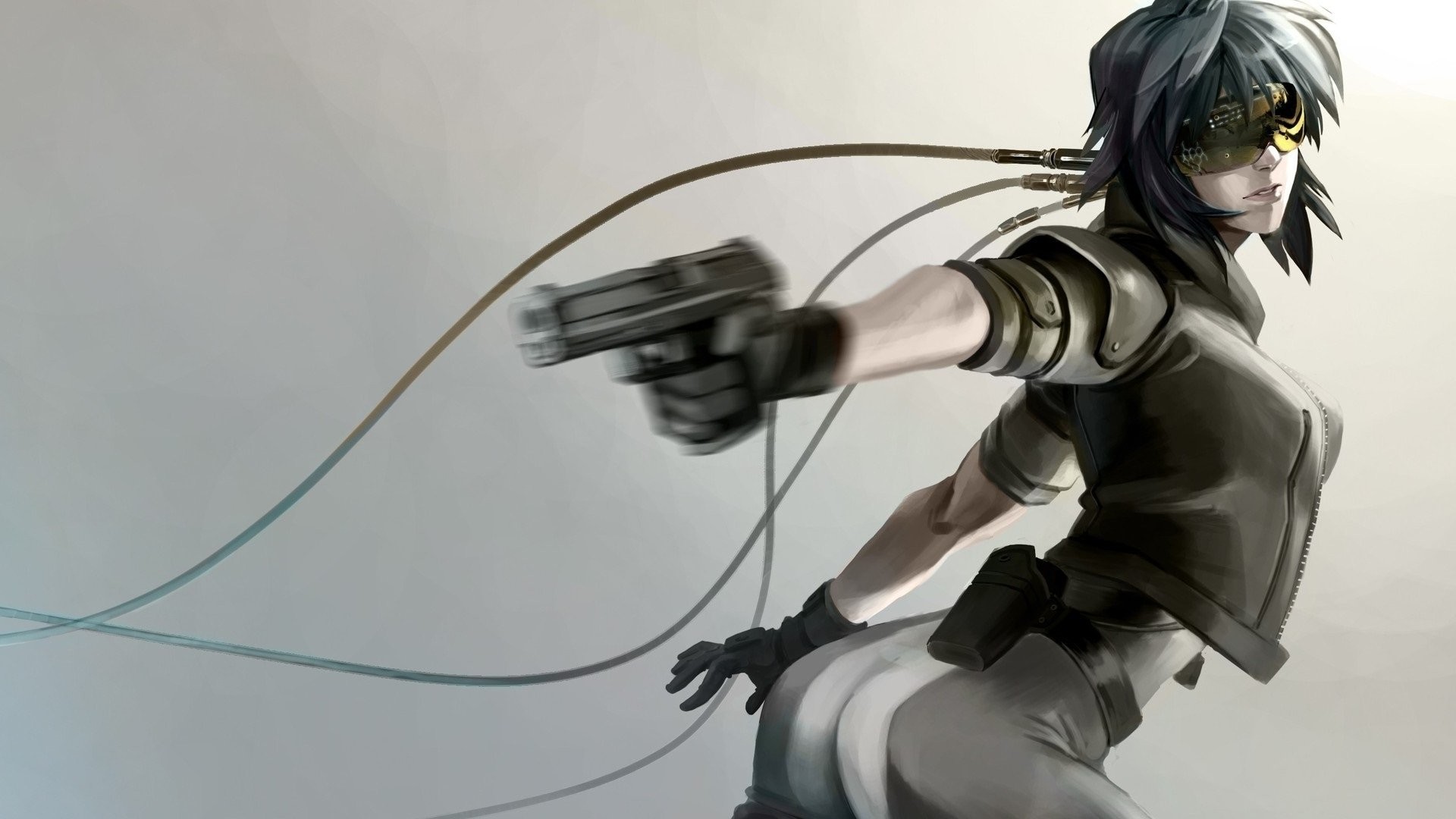 Motoko Kusanagi, Ghost in the Shell, Pistola, Cavi, Full HD 1080p, sfondo desktop