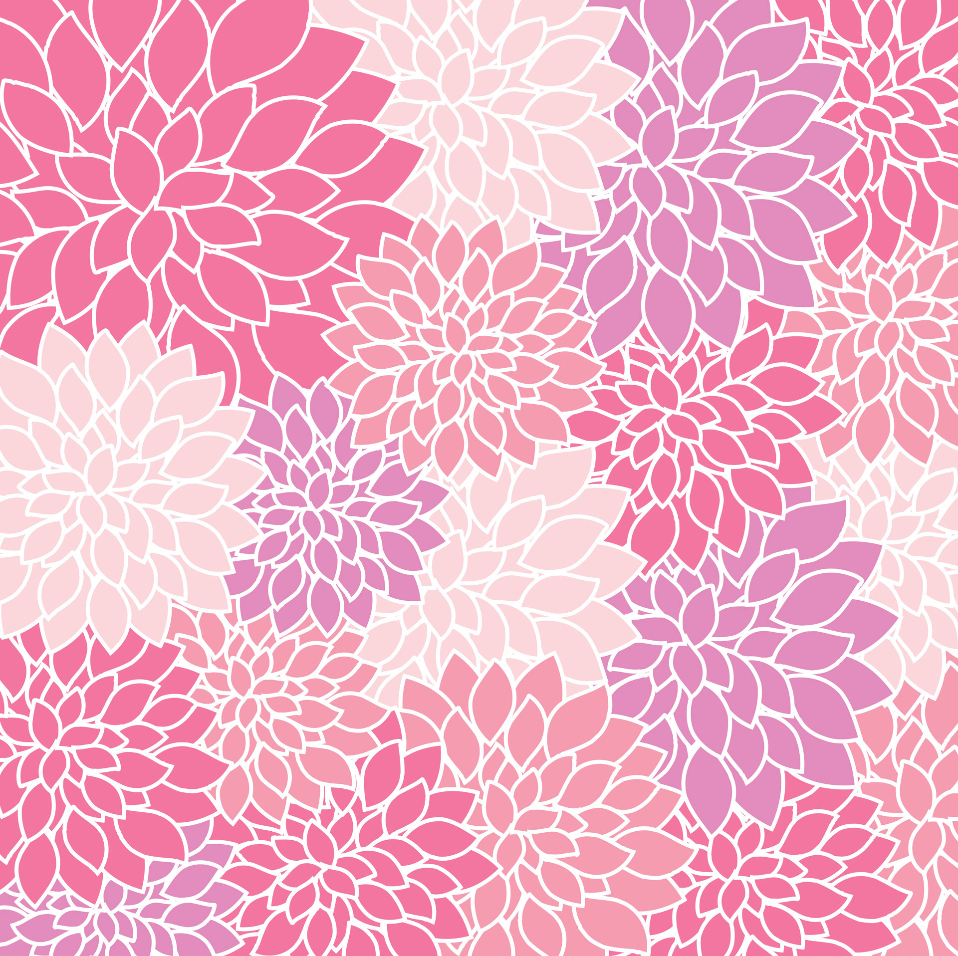 Dalie stilizzate, Motivo floreale, Rosa, Full HD, wallpaper per tablet