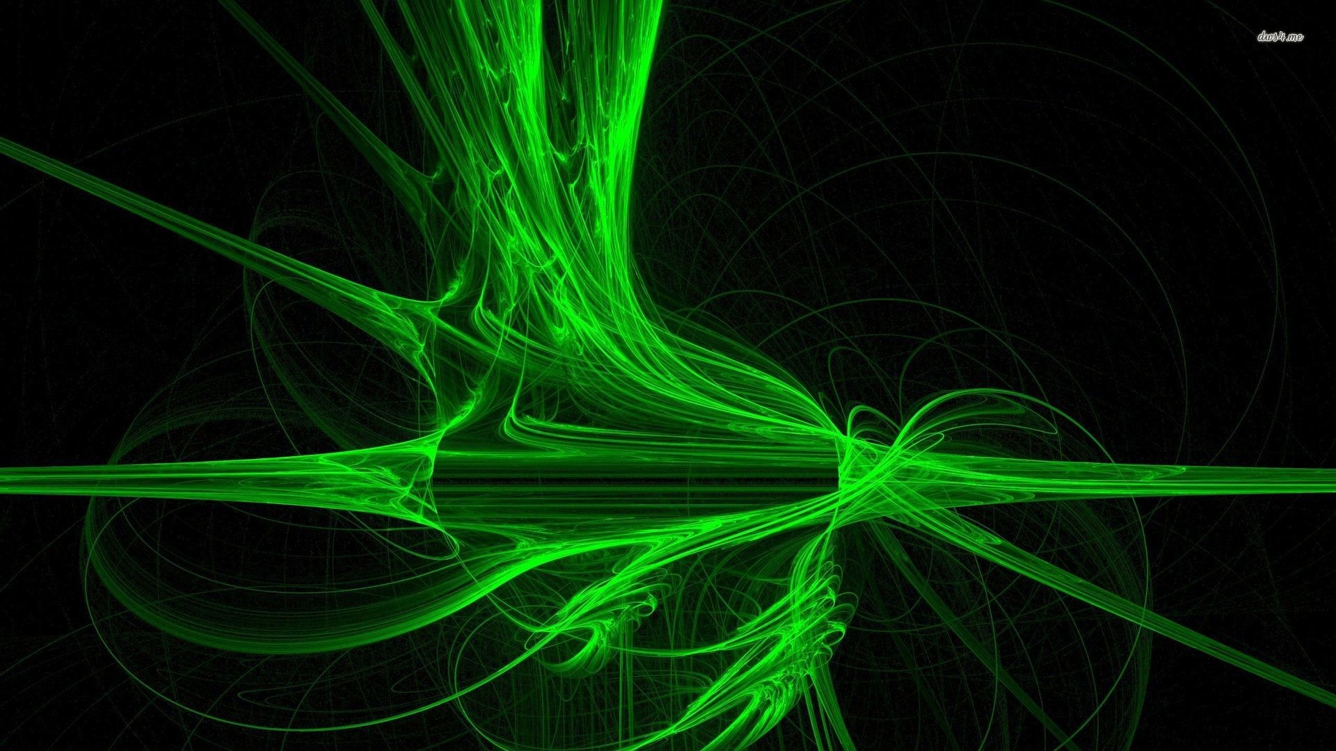 Linee verdi, Frattale, Sfondo nero, Full HD, wallpaper per computer