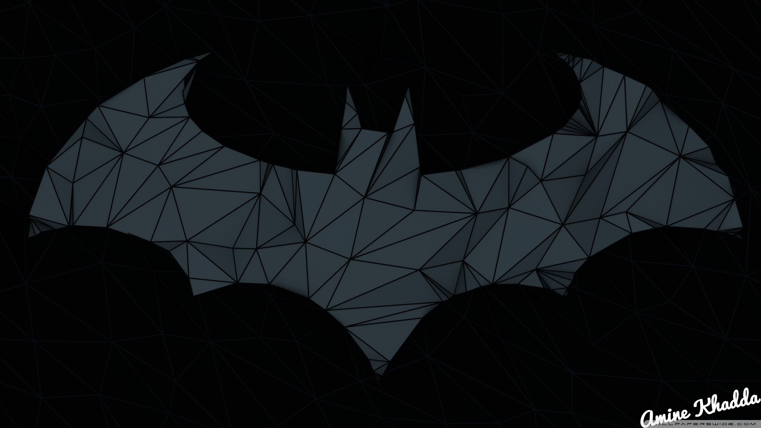 Low poly, Logo di Batman, Sfondo nero, 2K, wallpaper per computer