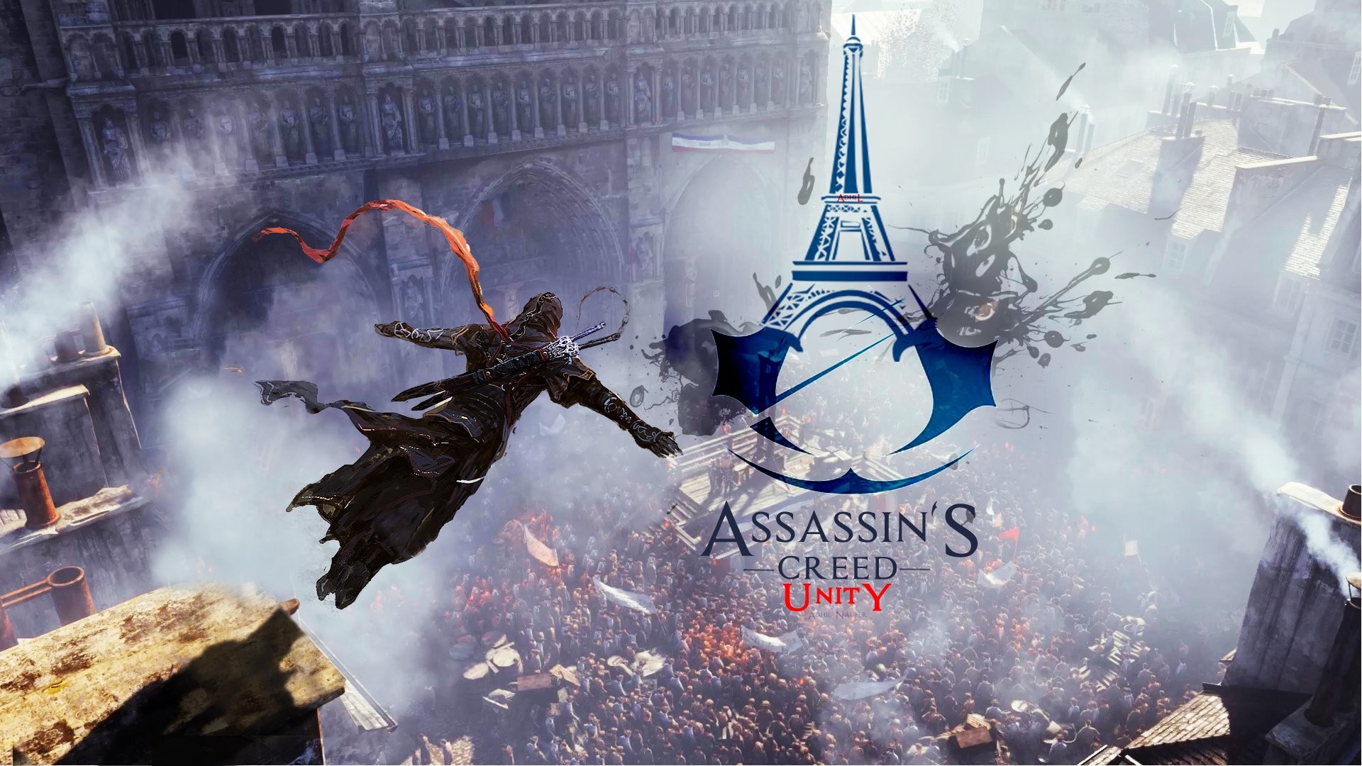 Arno Dorian, Assassin's Creed Unity, Torre Eiffel, Rivoluzione francese, Logo, sfondo 1080p
