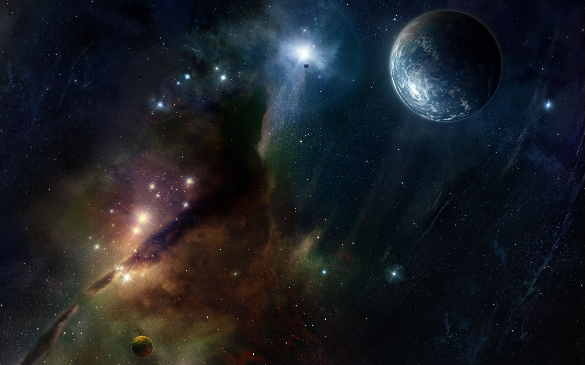 Nebulosa, Pianeta, Stelle, 1920x1200, wallpaper desktop