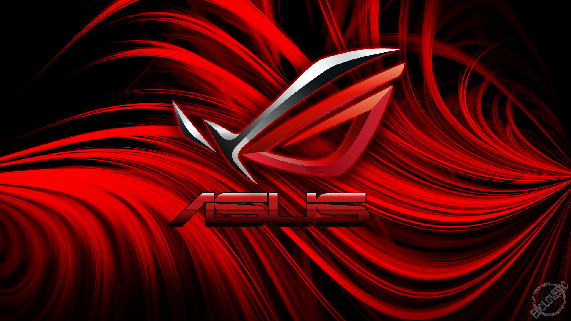 Asus ROG, Republic of Gamers, Logo, Onde rosse, Full HD, sfondo per portatile