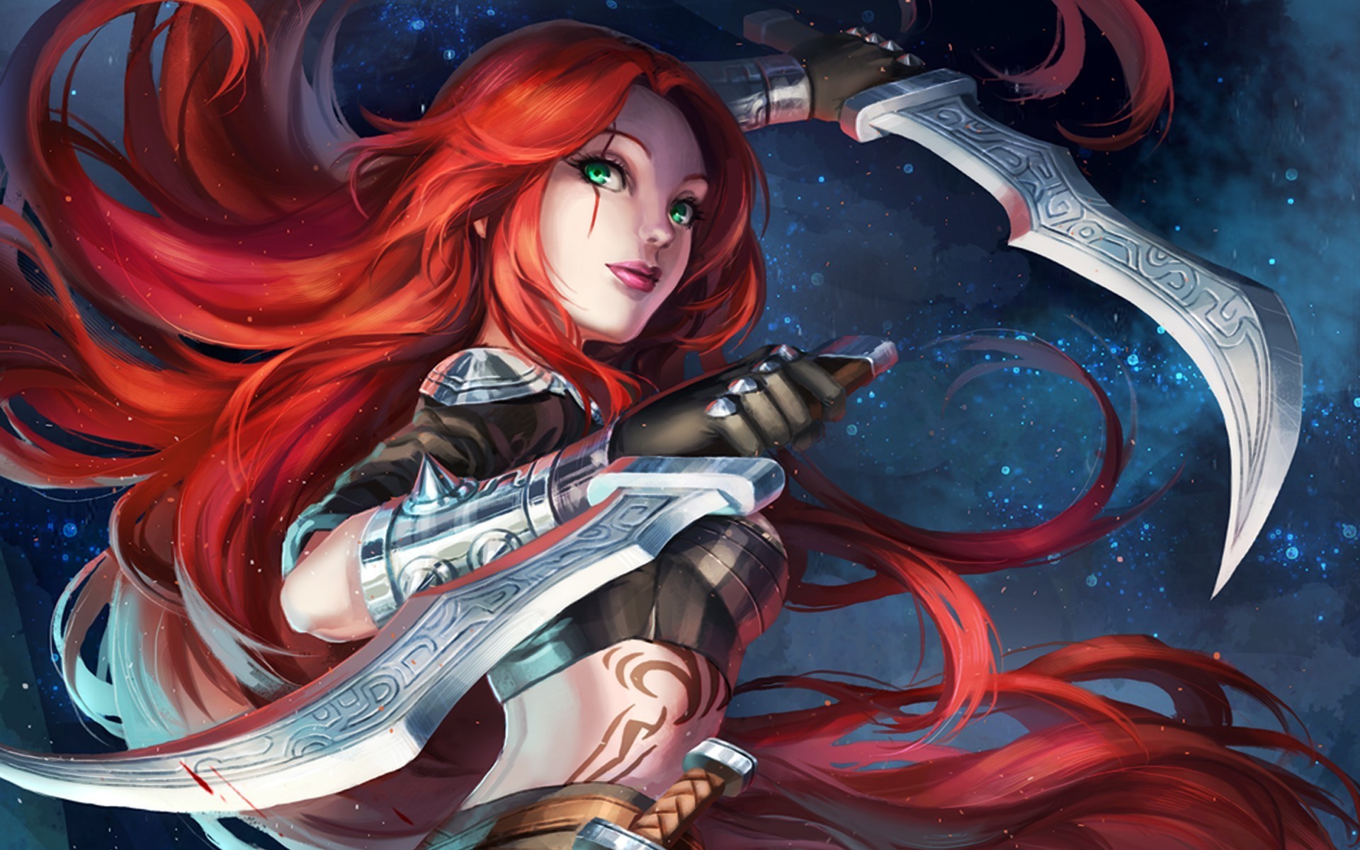 Katarina, League of Legends, Lame, Capelli rossi, 1920x1200, sfondo per PC
