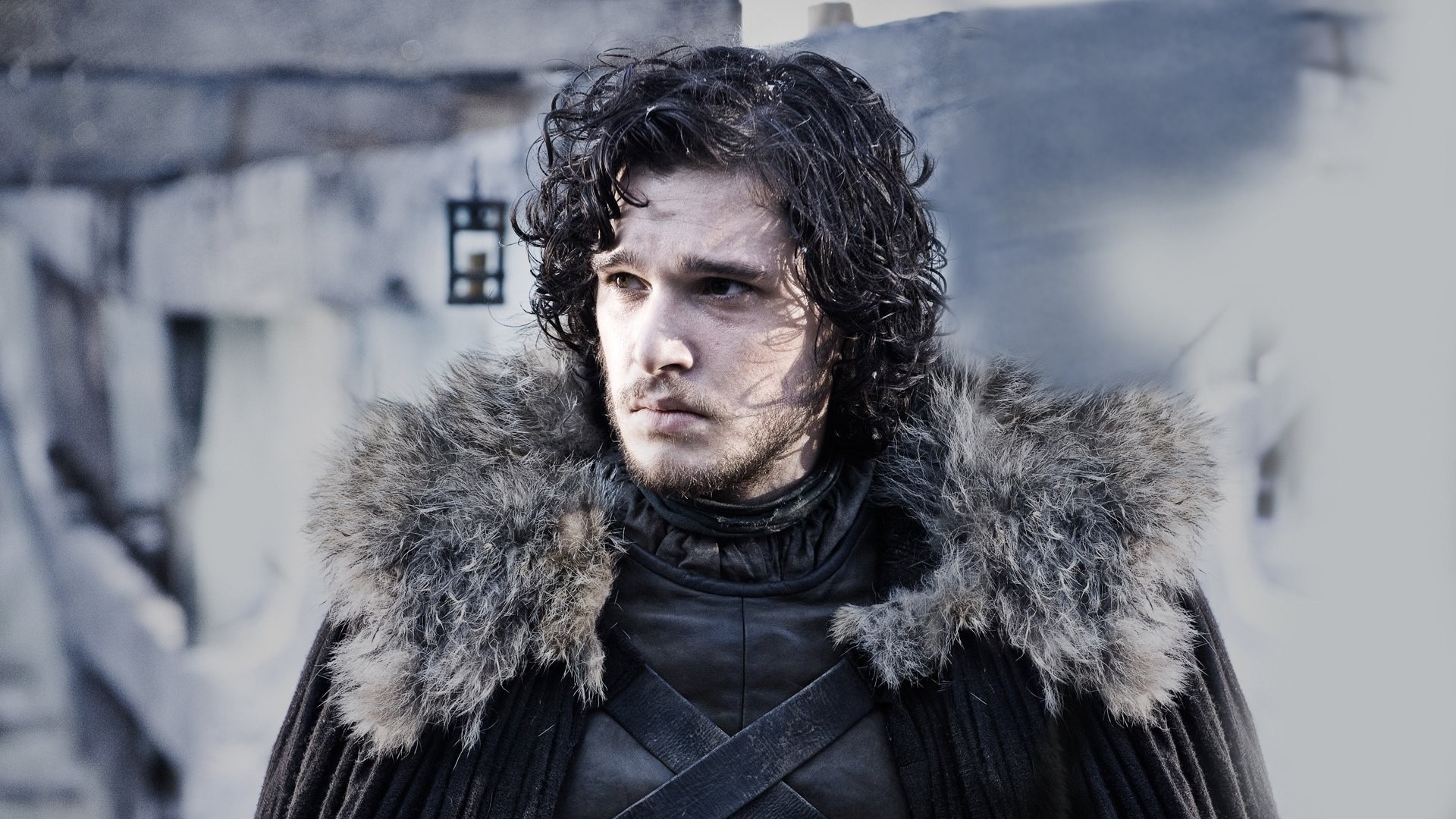 Jon Snow, Kit Harington, Il Trono di Spade, Mantello di pelliccia, sfondo widescreen Full HD