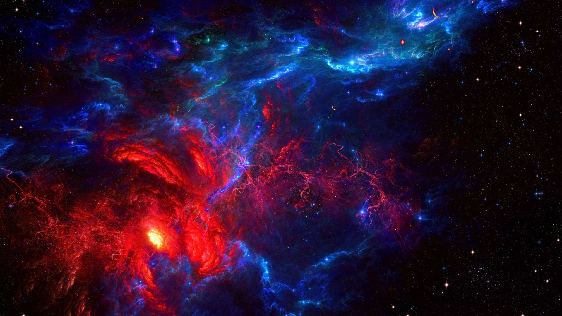 Nebulosa, Rosso, Blu, Full HD, sfondo per portatile