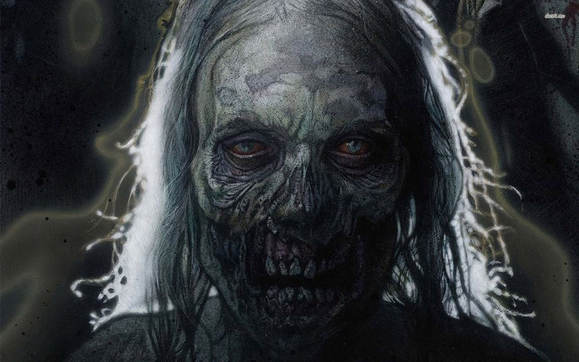 Zombi, Volto, Capelli bianchi, Horror, Primo piano, 1920x1200, immagine di sfondo