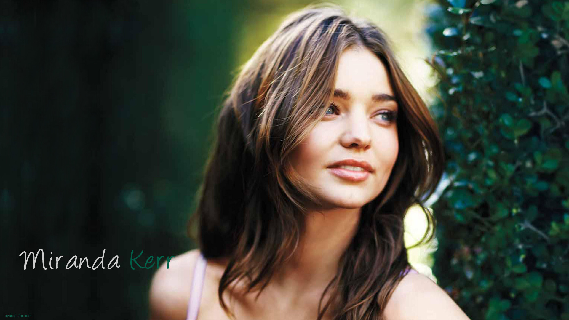Miranda Kerr, Ritratto, Natura, Verde, 16:9 Full HD, sfondo widescreen