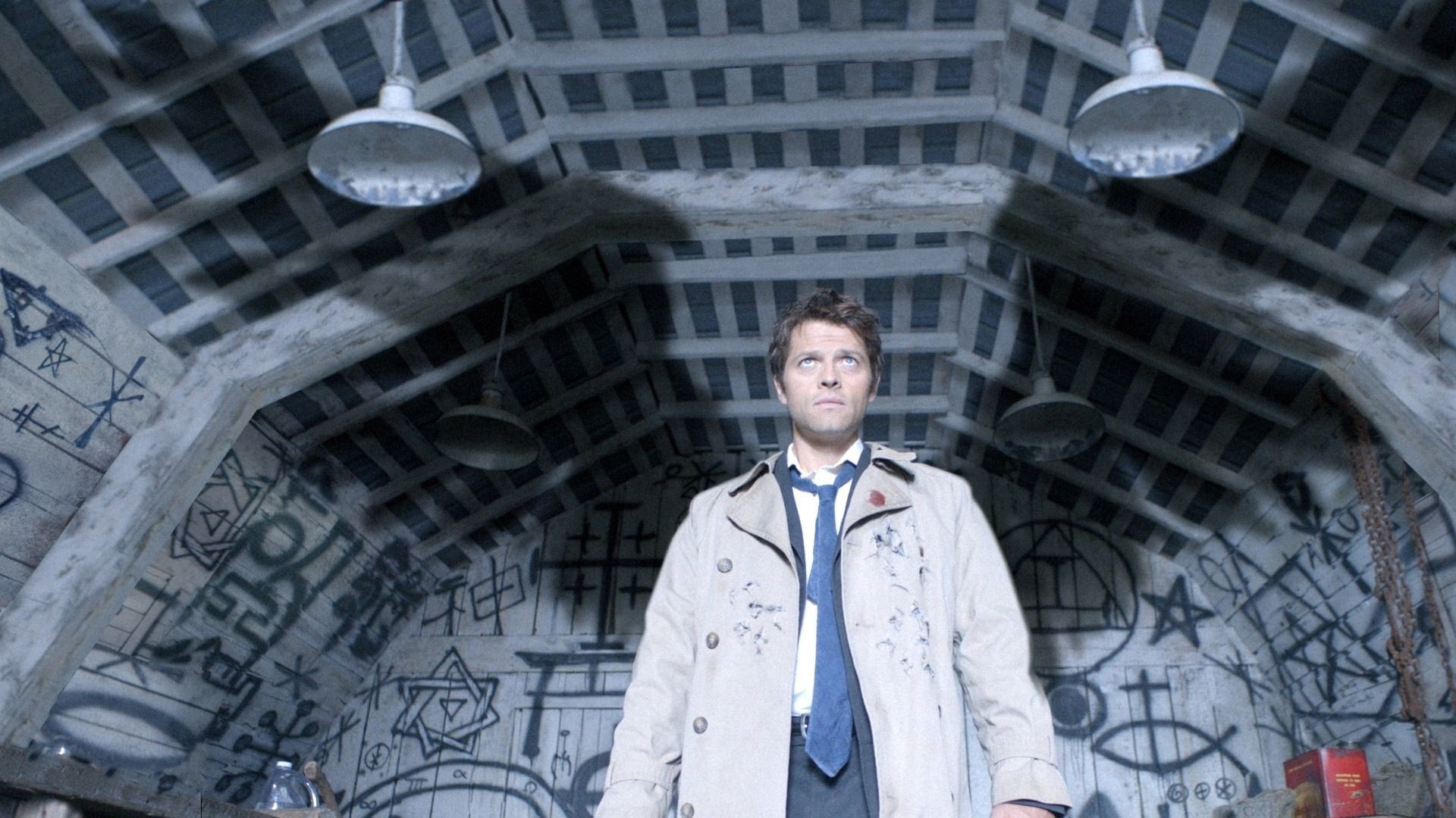 Castiel, Misha Collins, Simboli enochiani, Supernatural, 16:9 Full HD, wallpaper widescreen