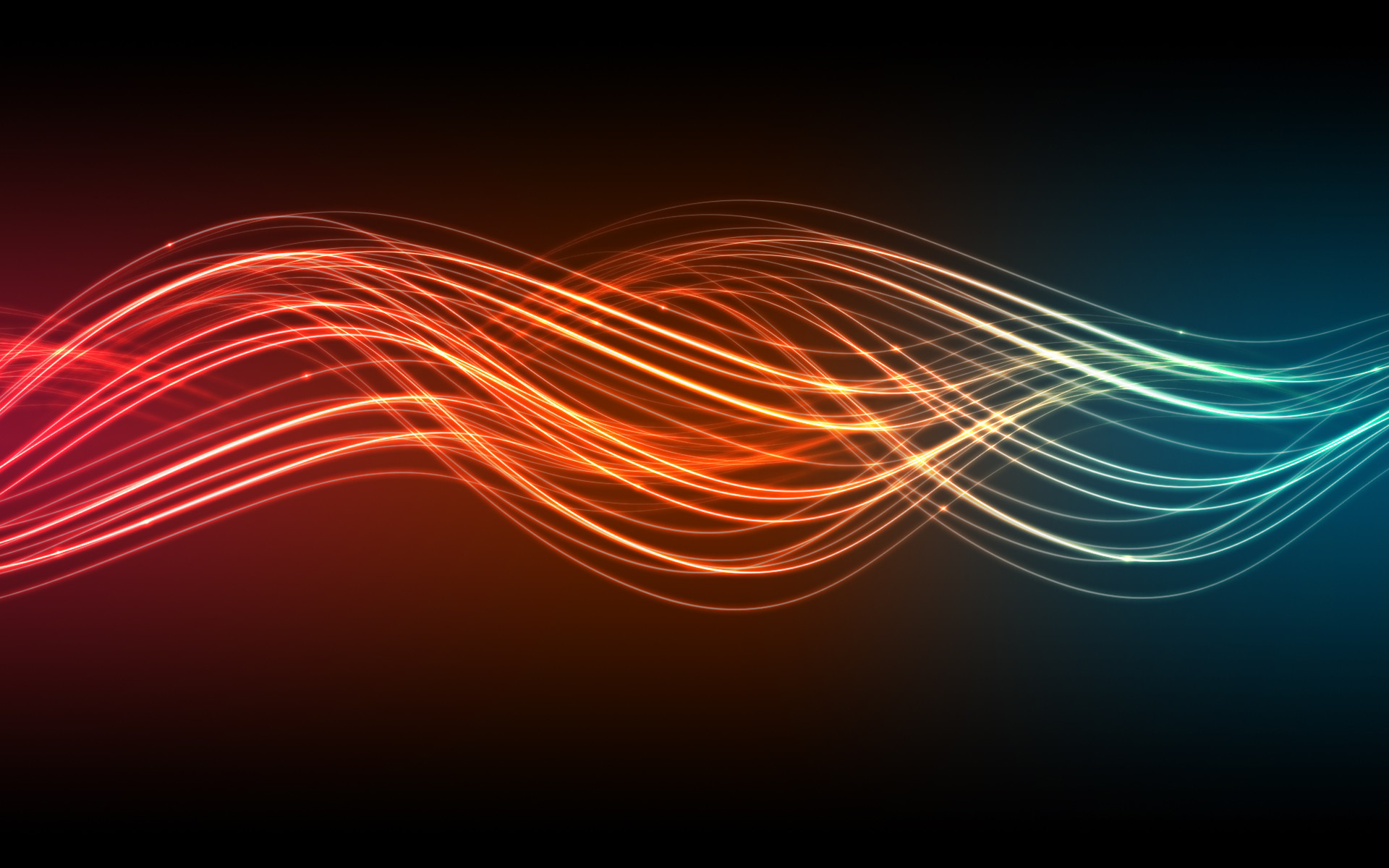 Onde luminose, Linee, Arancione, Sfondo scuro, wallpaper PC