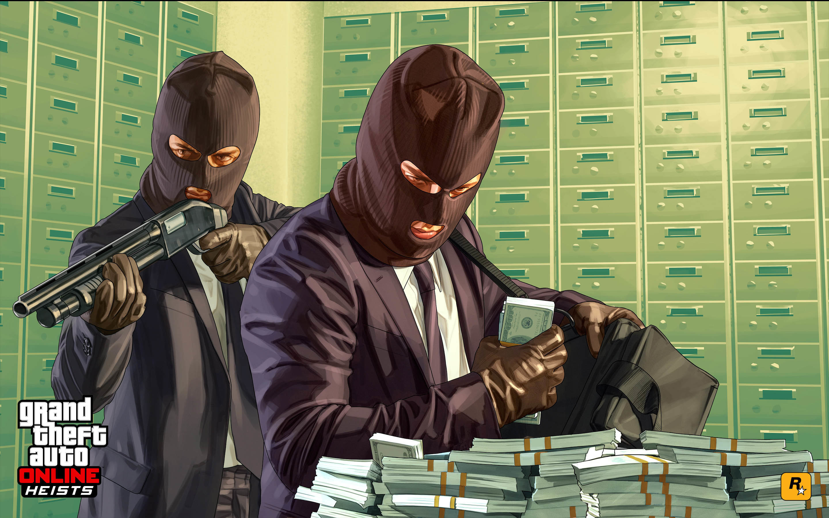 GTA Online, Heists, Rapina, Cassette di sicurezza, Denaro, 2880x1800, sfondo MacBook Pro