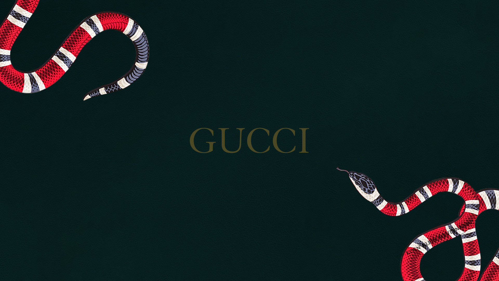 Gucci, Serpente corallo, Verde scuro, Minimalista, 16:9 Full HD, sfondo widescreen