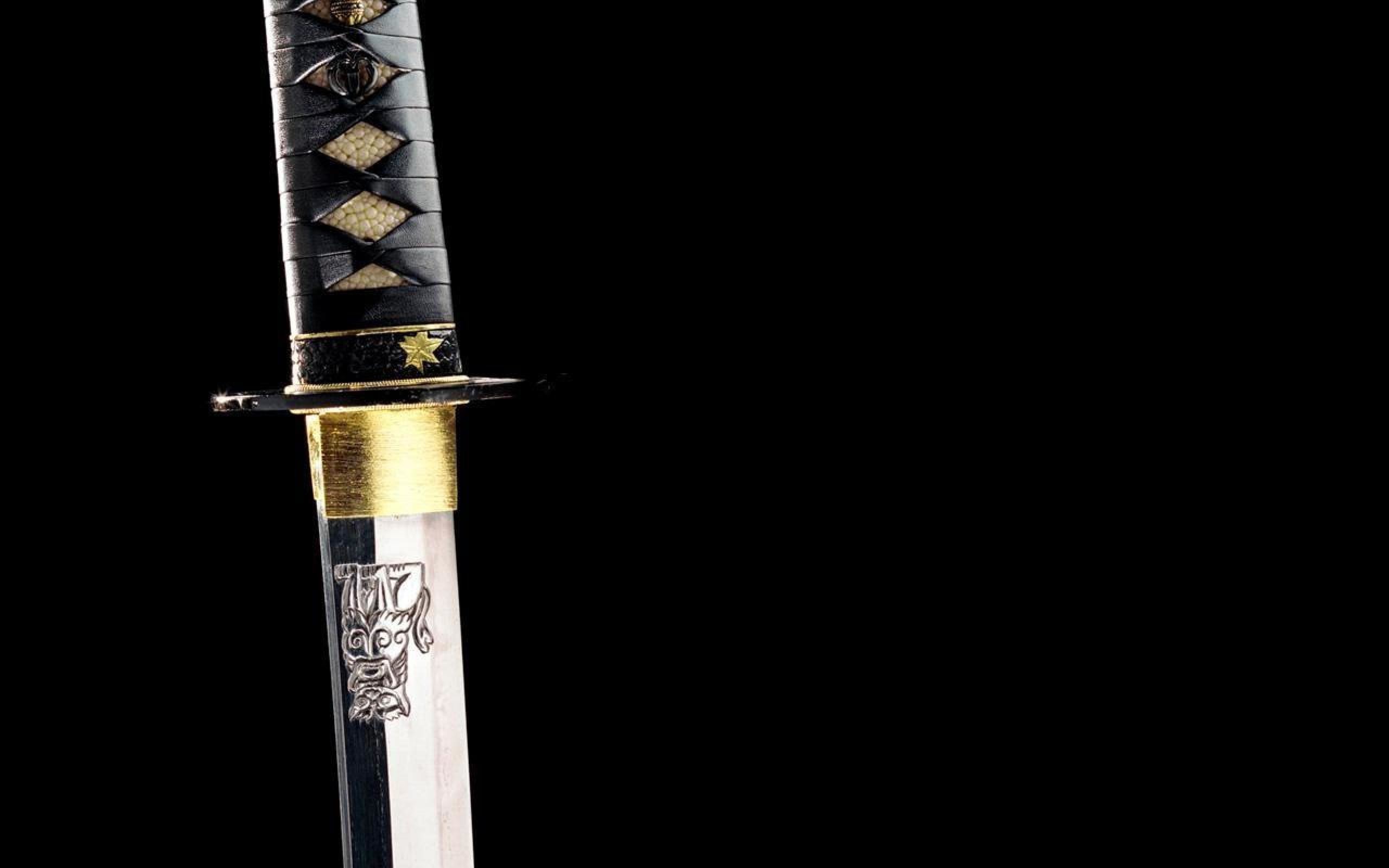 Spada di Hattori Hanzo, Kill Bill, Katana, Sfondo nero, 2K, wallpaper per PC