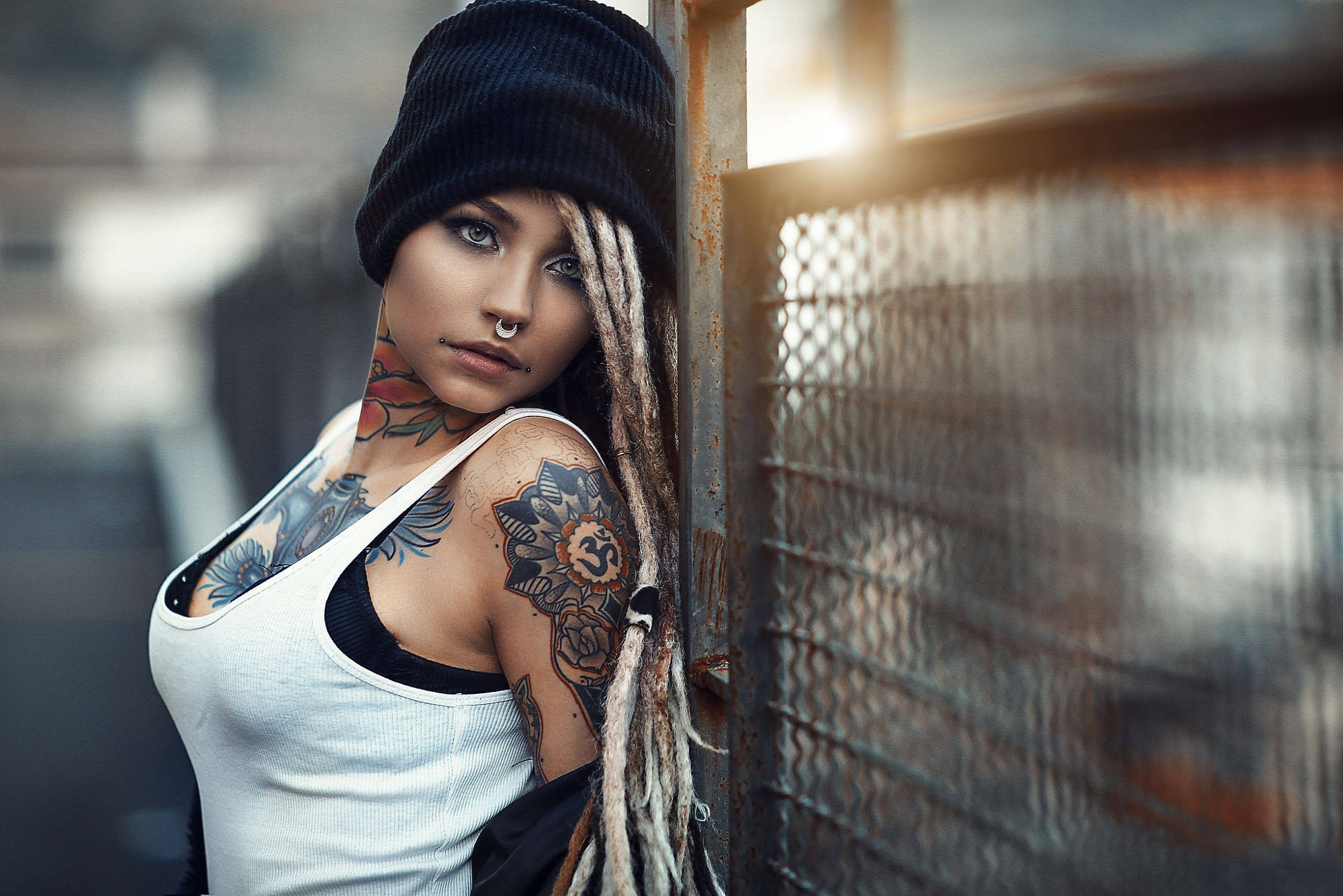 Ragazza, Tatuaggi, Dreadlocks, Berretto, Full HD, sfondo per portatile