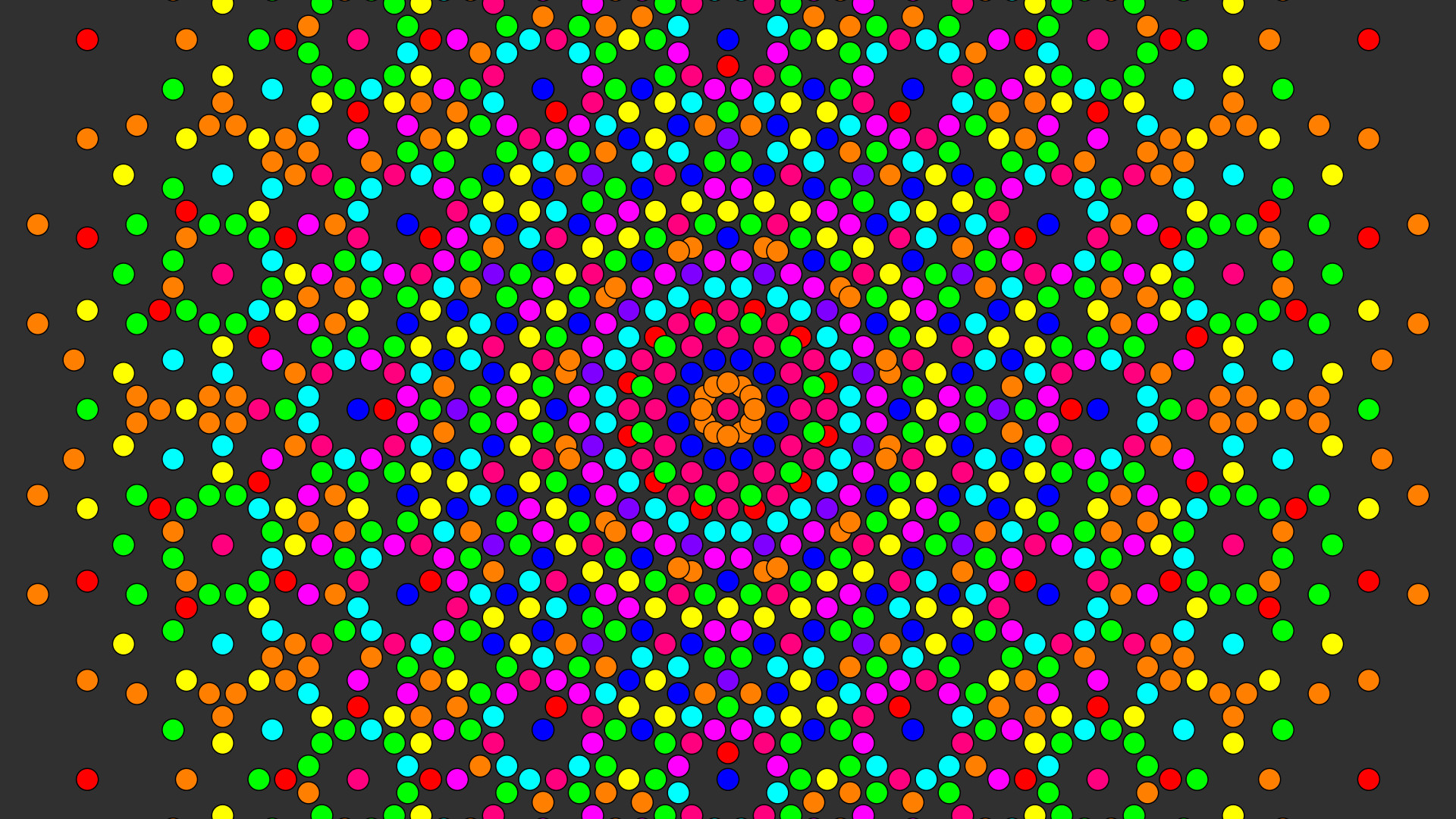 Pois colorati, Mandala, Illusione ottica, 16:9 Full HD, wallpaper widescreen