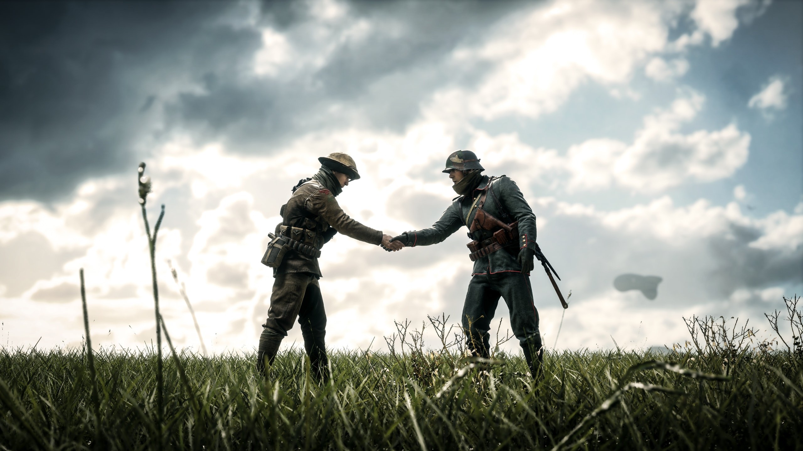 Soldati, Stretta di mano, Prima guerra mondiale, Prato, 2560x1440, immagine di sfondo