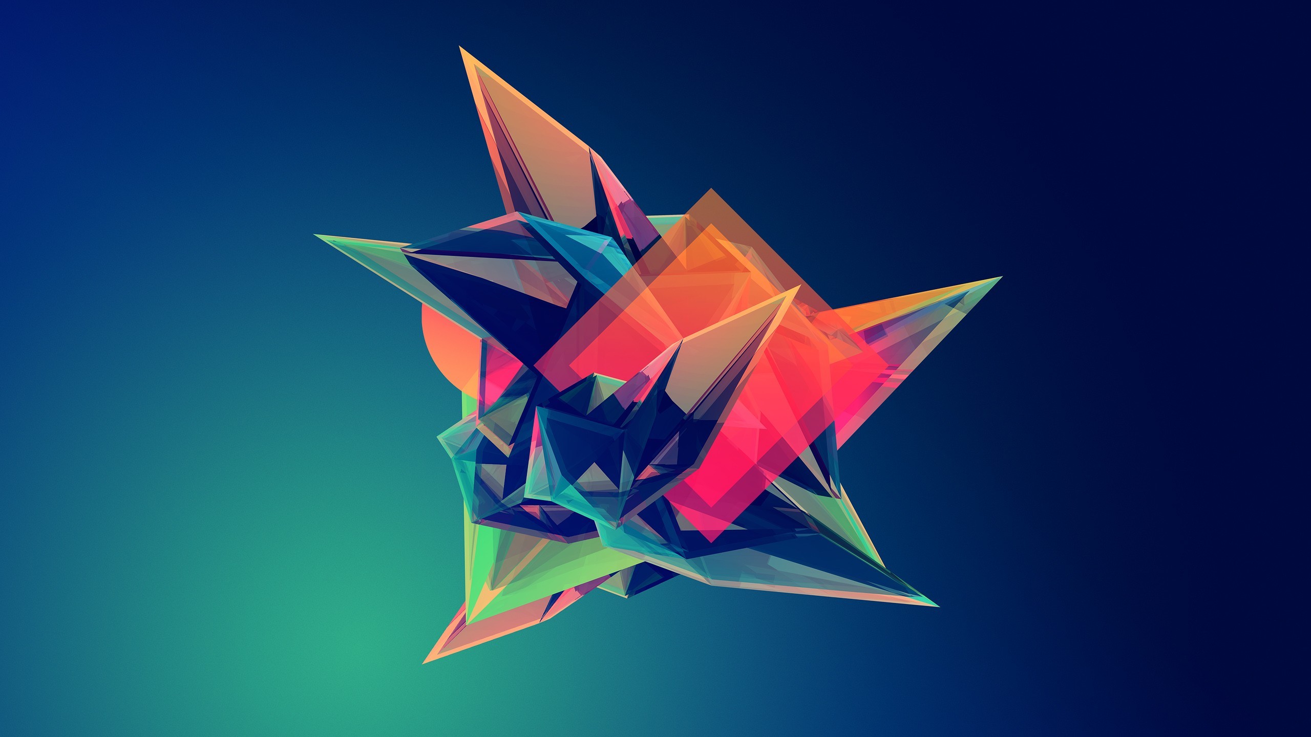 Astratto, Low poly, Forme 3D, Sfondo blu, 2K, wallpaper per portatile