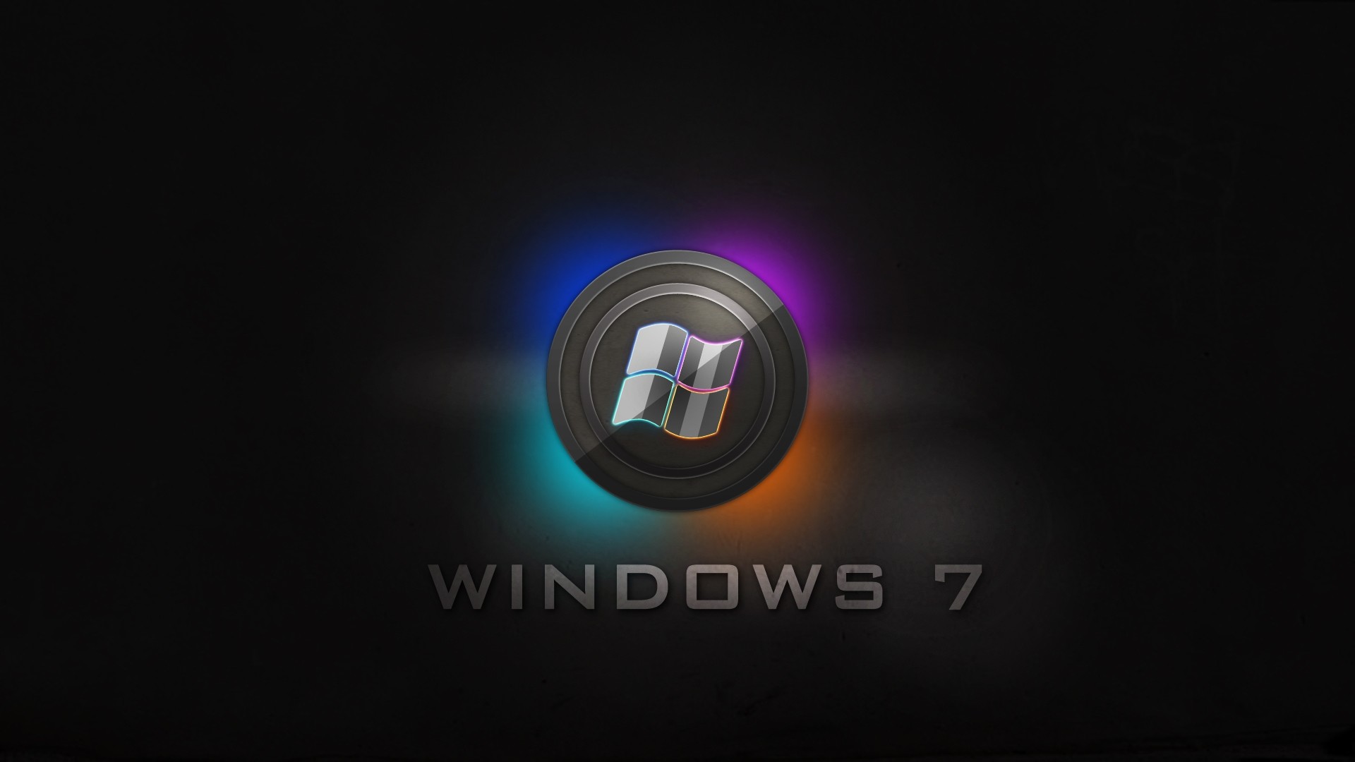 Windows 7, Pulsante Start, Sfondo nero, Full HD, wallpaper desktop