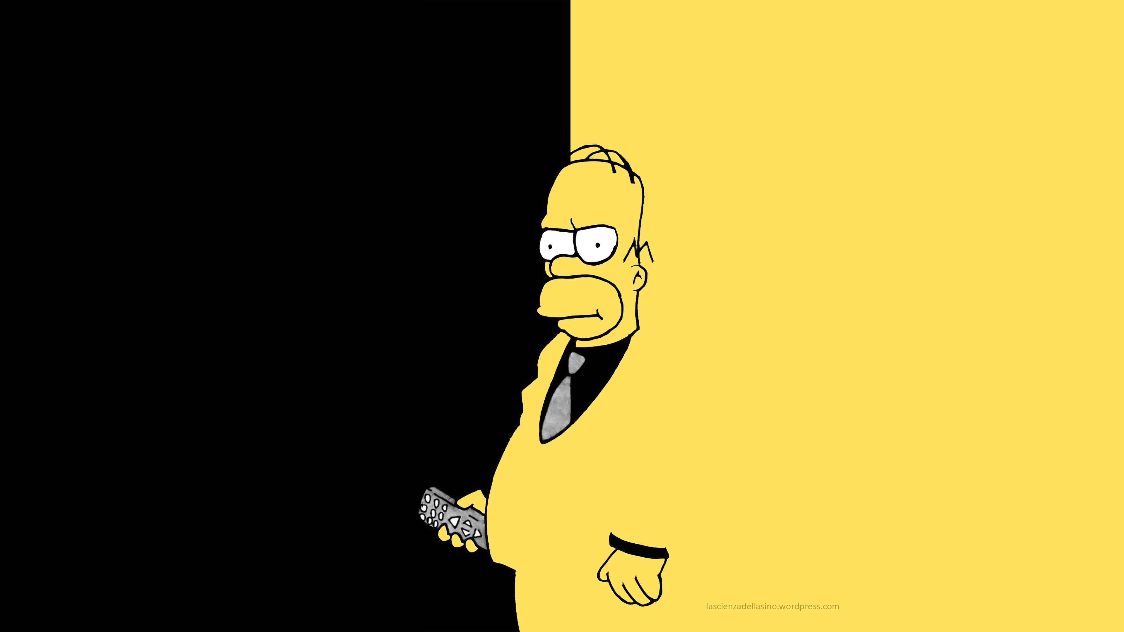 Homer Simpson, I Simpson, Bianco e nero, Giallo, 4K, sfondo desktop