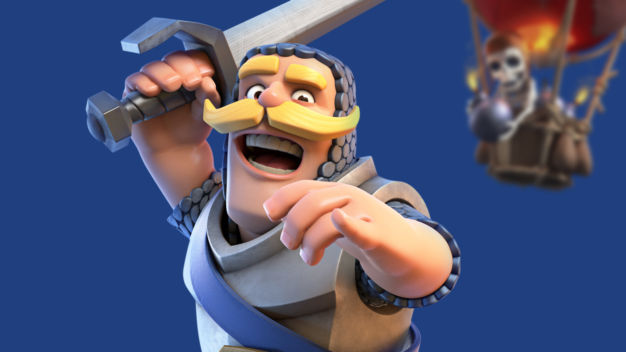 Clash Royale, Cavaliere, Spada, Mongolfiera, Full HD, sfondo desktop