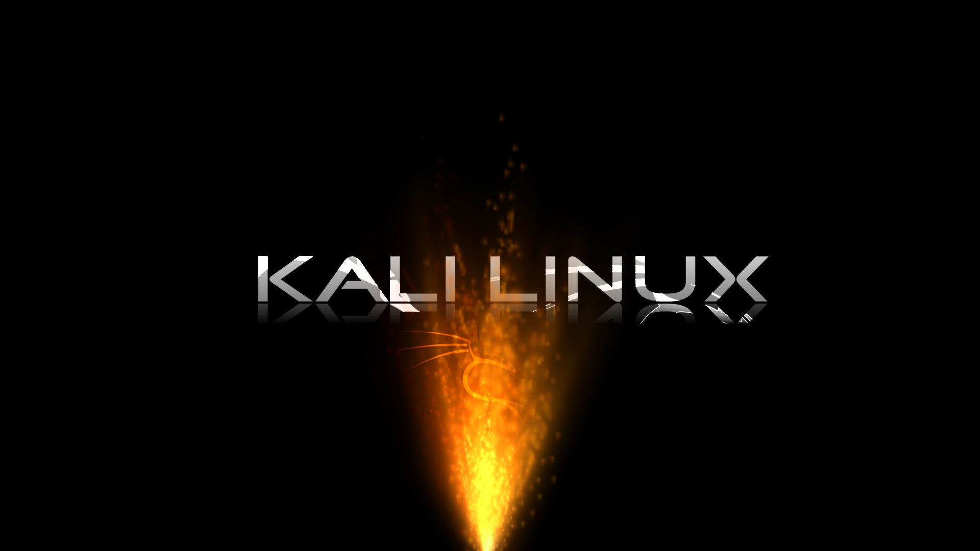 Kali Linux, Tipografia, Scintille, Sfondo nero, Full HD, wallpaper per portatile