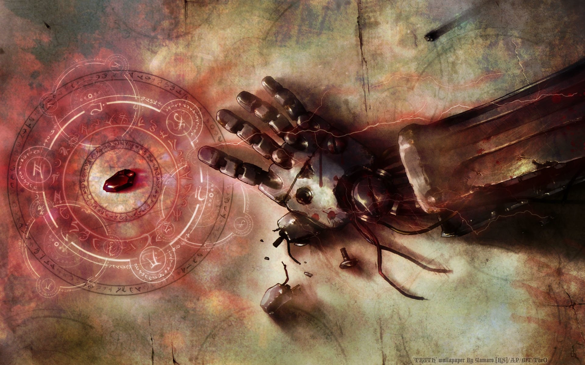Edward Elric, Fullmetal Alchemist, Automail, Cerchio alchemico, Pietra filosofale, sfondo desktop