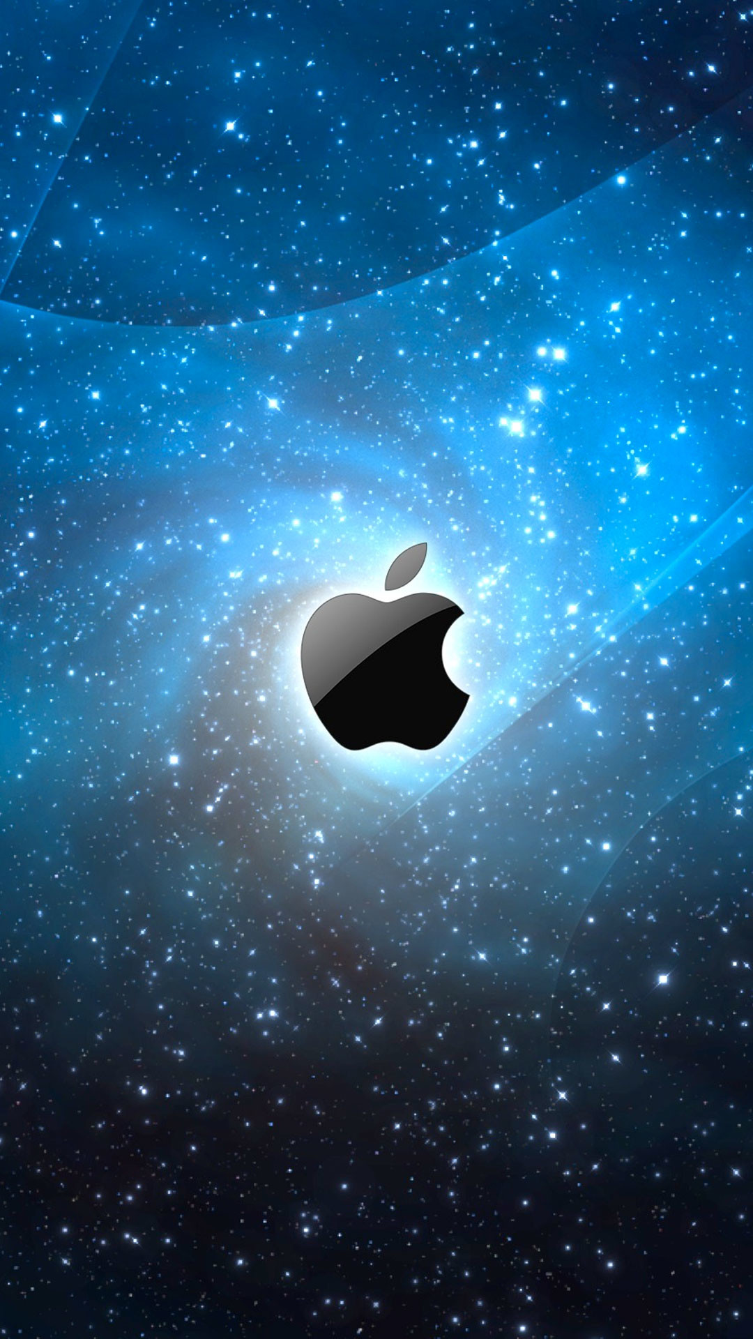 Logo Apple, Apple, Spazio, Stelle, Galassia, Blu, sfondo per iPhone 6S