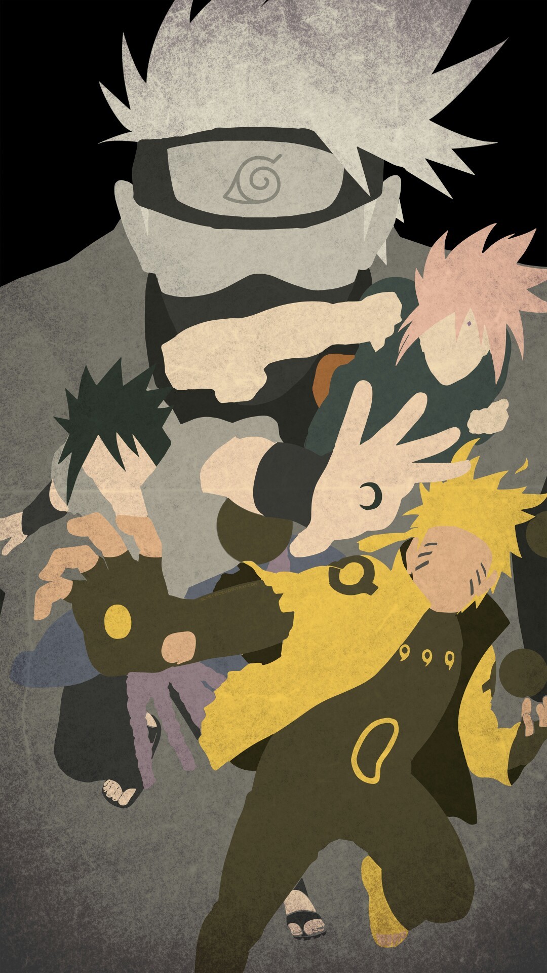 Kakashi Hatake, Naruto Uzumaki, Naruto, Minimalista, Full HD, schermata di blocco del cellulare