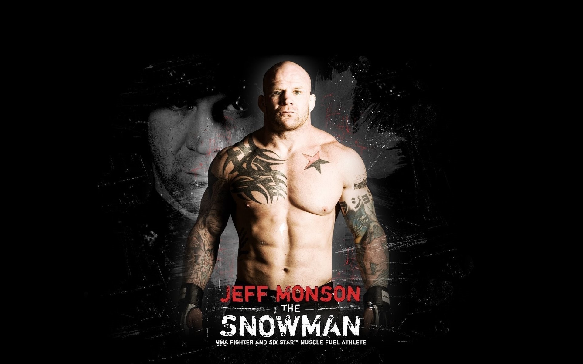 Jeff Monson, The Snowman, Tatuaggi, Sfondo nero, 1920x1200, wallpaper desktop