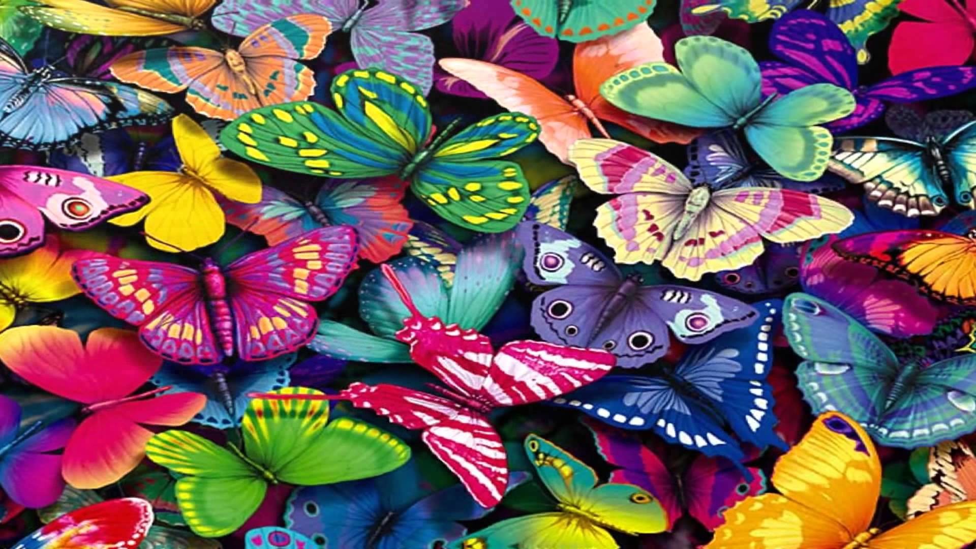 Farfalle colorate, Arte digitale, Motivo, Full HD, sfondo desktop