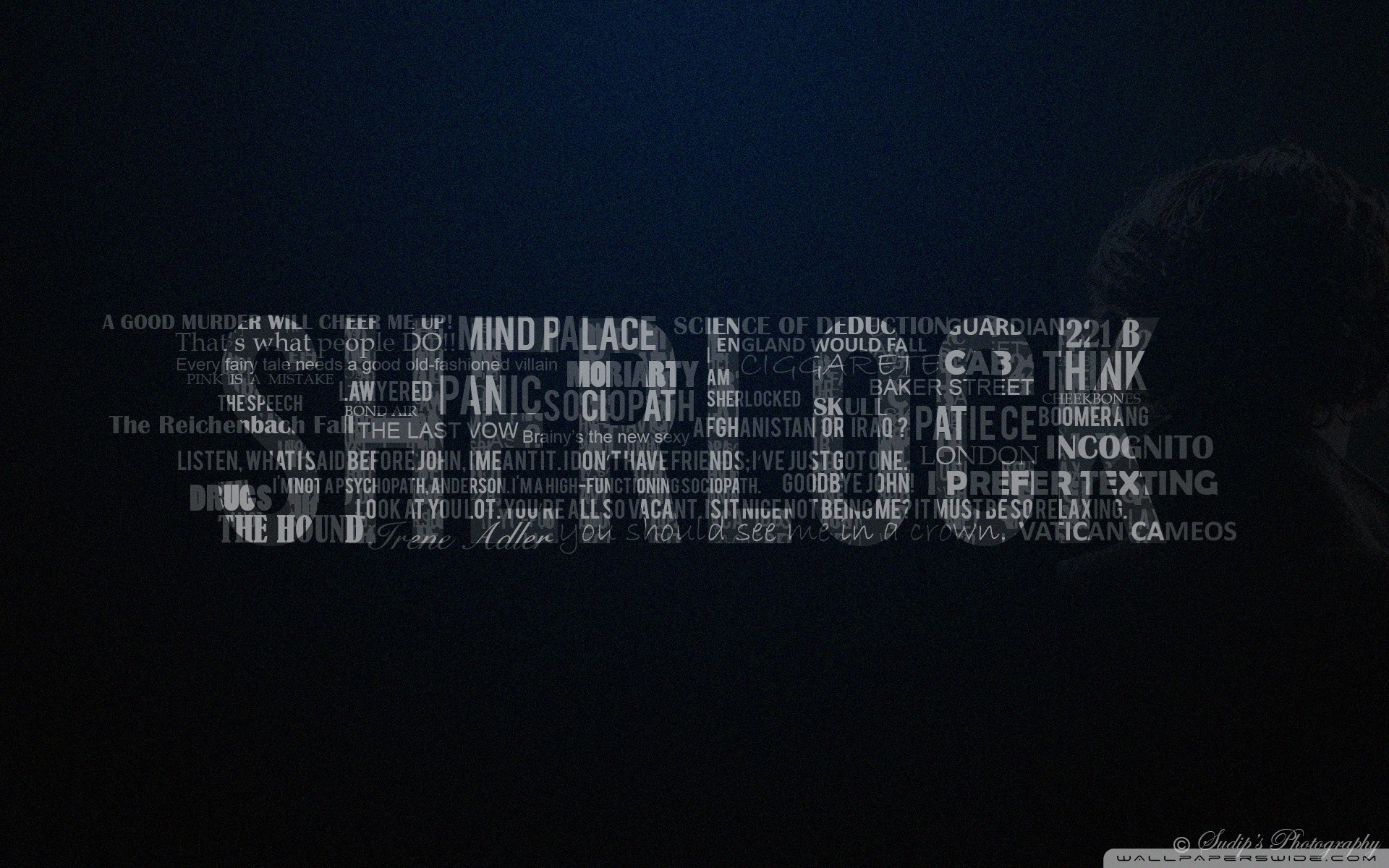 Sherlock, Palazzo mentale, Tipografia, Blu scuro, 16:10 Full HD, sfondo widescreen