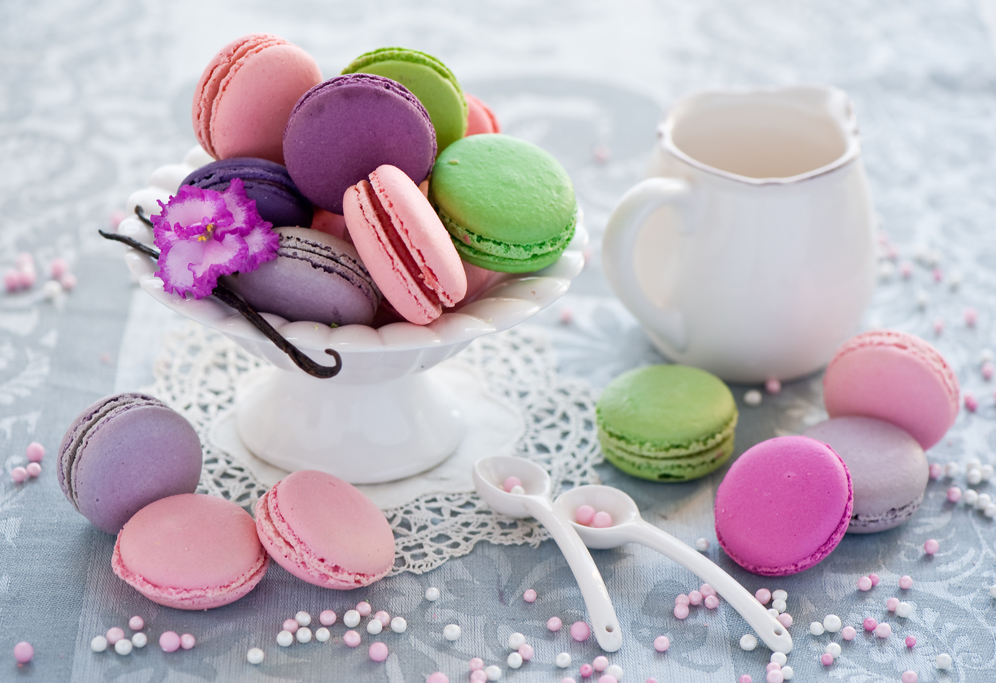 Macarons, Vaniglia, Brocca, Pastello, sfondo per iPhone
