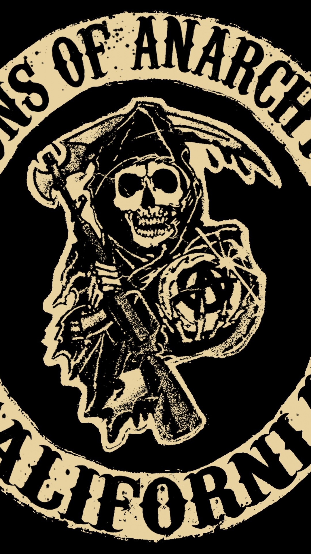 Sons of Anarchy, California, Logo Reaper, Beige, Full HD, sfondo per smartphone