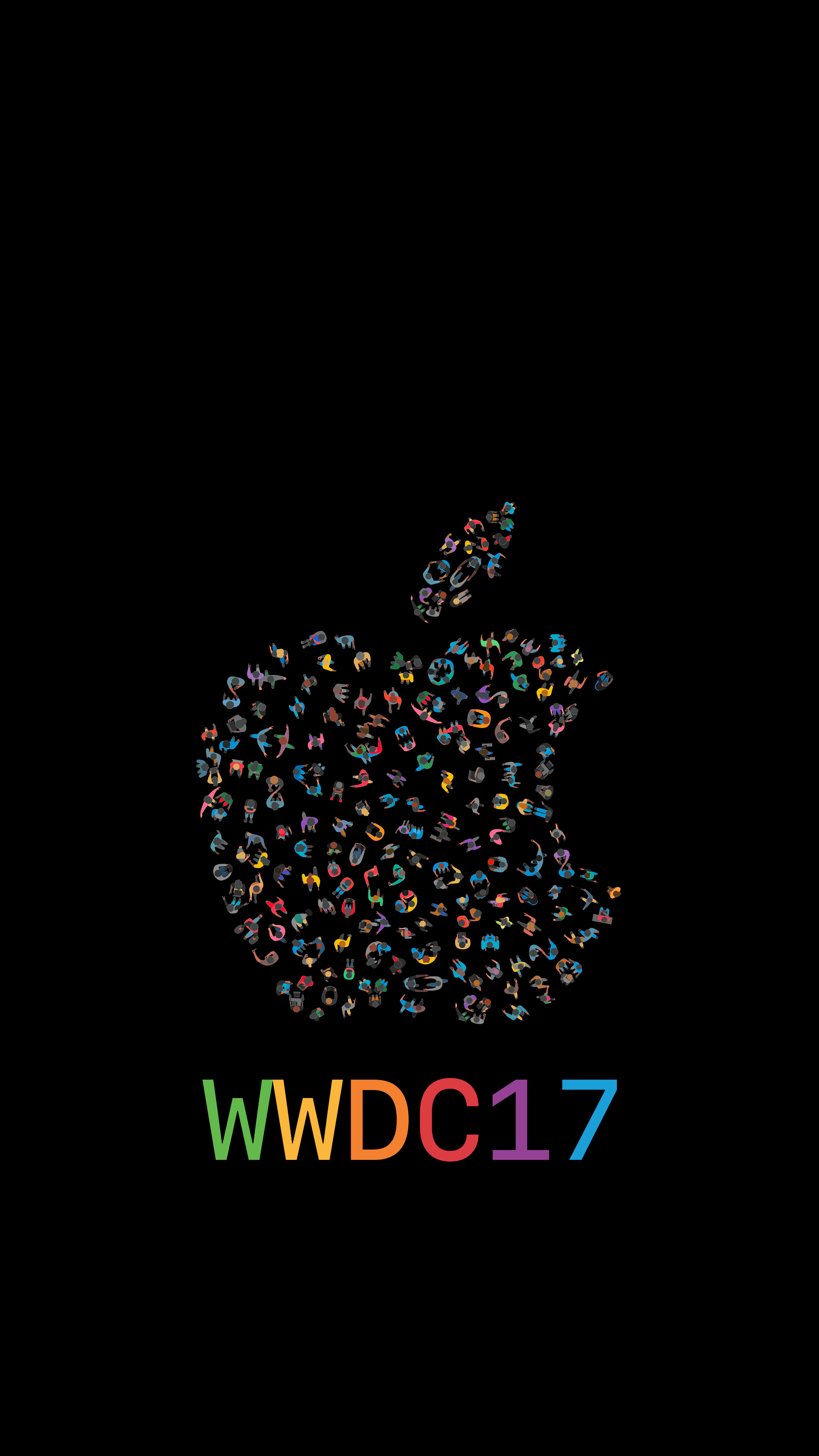 WWDC17, Apple, Logo, Sfondo nero, QHD+, schermata di blocco del cellulare