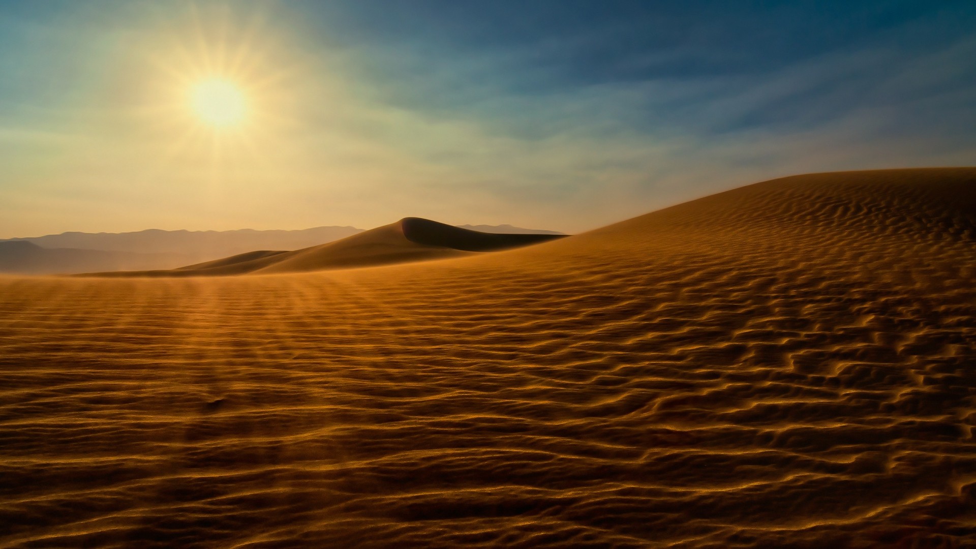Dune di sabbia, Sole, Deserto, Increspature, Full HD, sfondo desktop