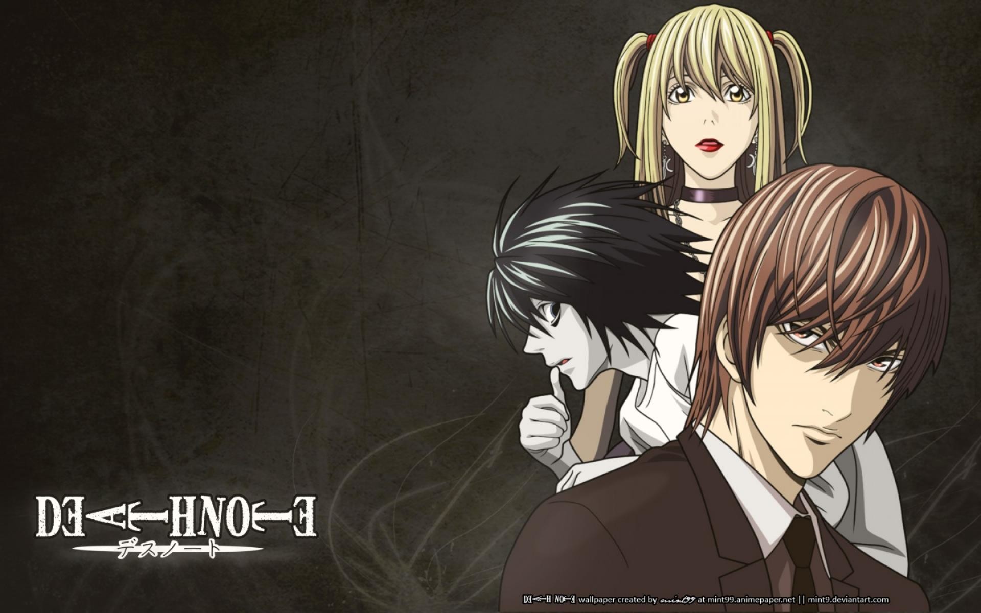 Light Yagami, L Lawliet, Misa Amane, Death Note, Logo, 1920x1200, sfondo per PC