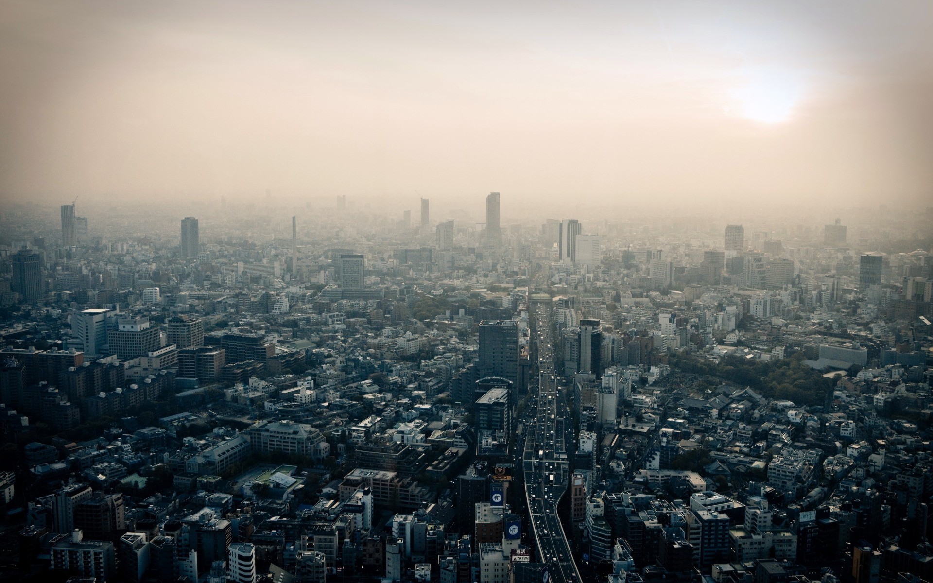 Tokyo, Vista aerea, Foschia, Full HD, sfondo Windows 11